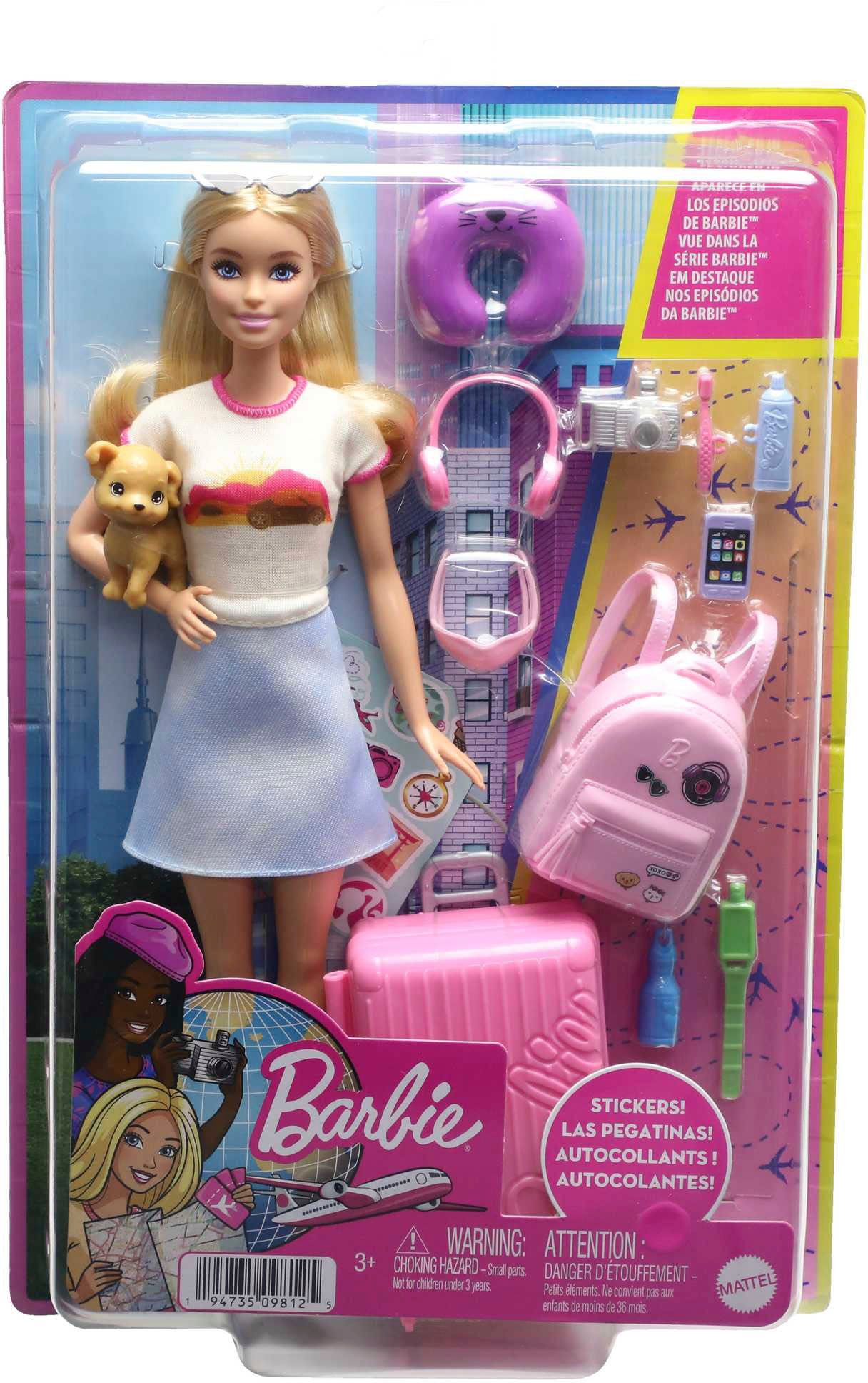 Barbie Anziehpuppe »Reiseset mit Hündchen & Urlaubs-Zubehör«, inklusive Puppe