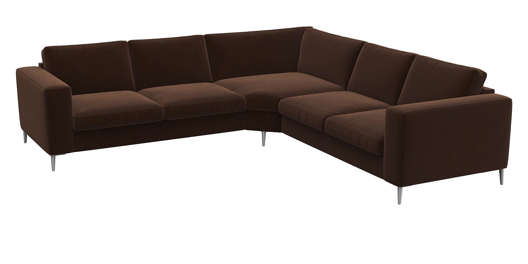 FLEXLUX Ecksofa »Fiore, gleichschenklig, super Sitzkomfort durch Kaltschaum im Sitz«, breite Armlehnen, Füße Alu