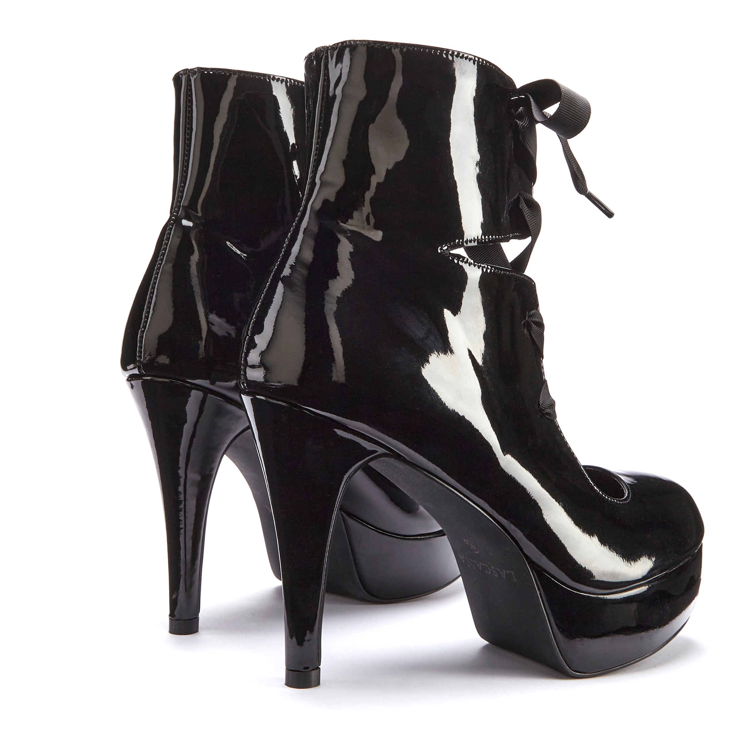 LASCANA Belle Affaire High-Heel-Schaftpumps, Stiefelette mit Plateau, Lackoptik