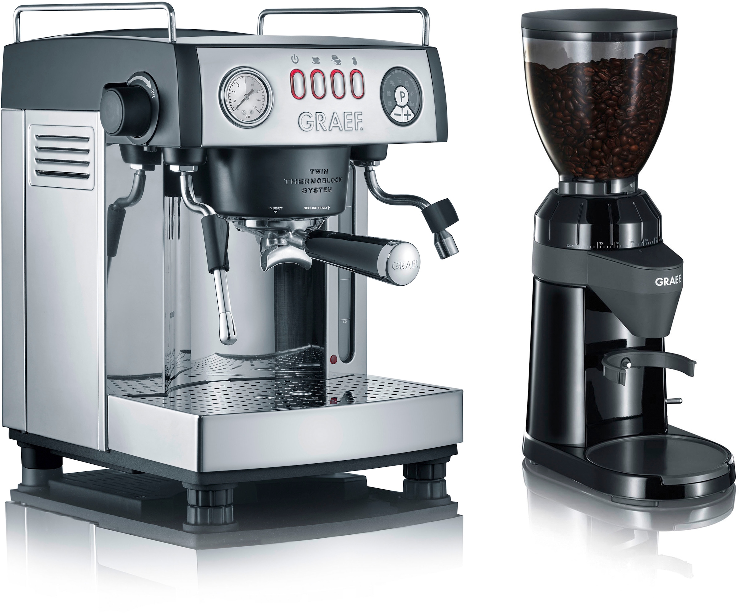 Espressomaschine „“baronessa Set““, inkl. Kaffeemühle CM 802 im Wert von €179,99 UVP schwarz-matt / Edelstahl hochglänzend
