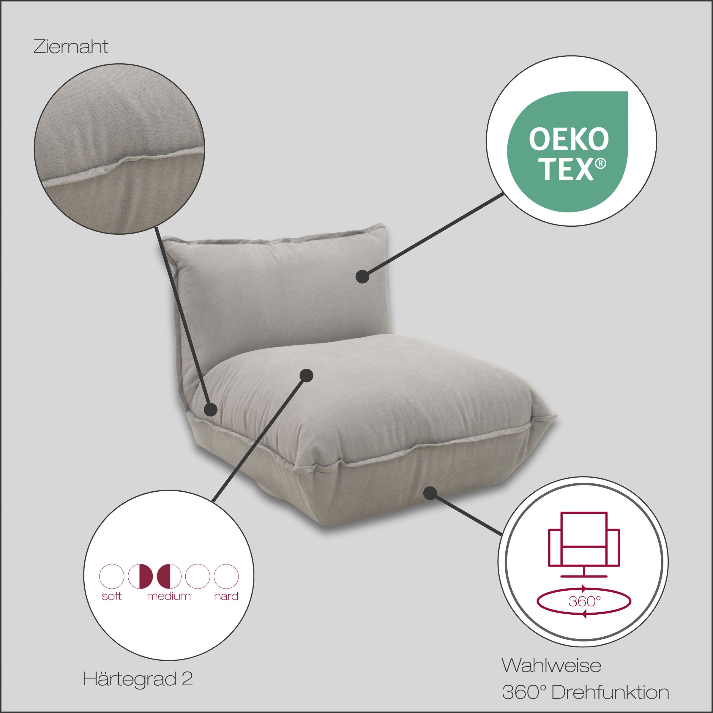 DOMO collection Sessel »Nantes Loungesessel, Wohlfühlsessel«, hochwertig gepolstert mit Federkern, Struktur weich, orange