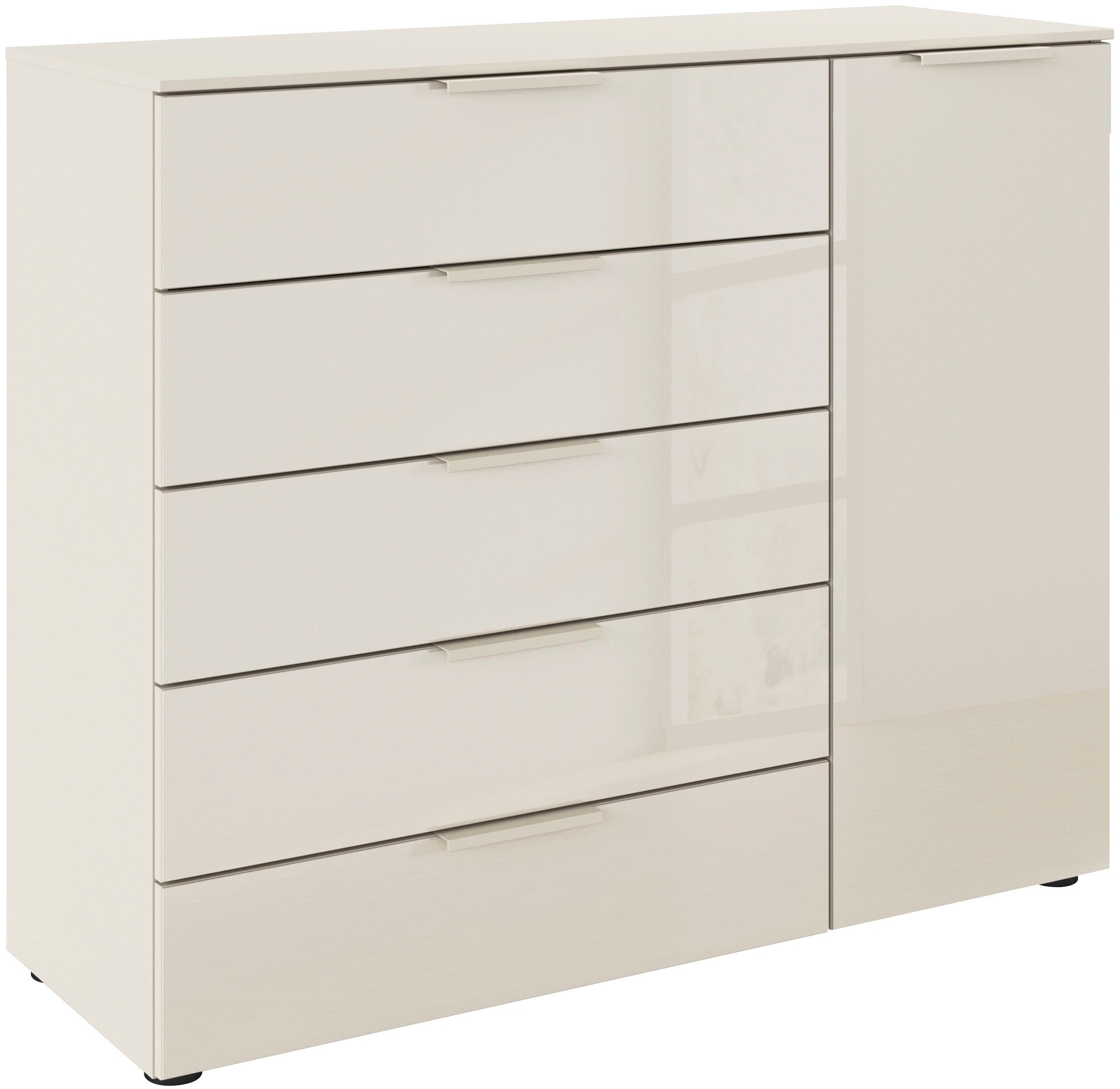 rauch Schubkastenkommode »Kommode Türkommode Sideboard Kombikommode FLIPP mit Glasfront« Breite 120 cm mit 2 Einlegeböden,  1-türig mit 5 Schubladen und Soft-Close-Funktion sowie Glasfront