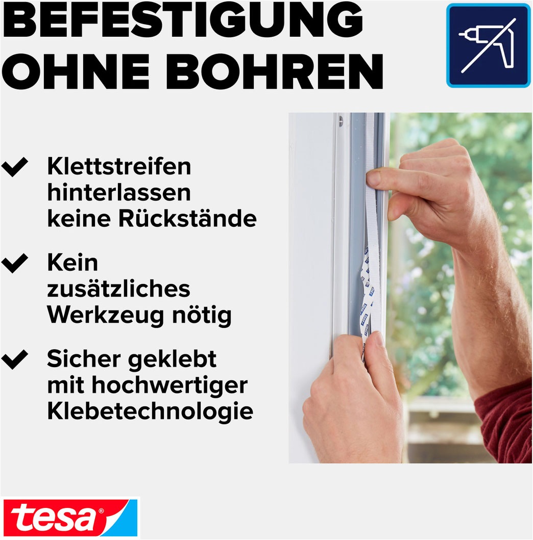 tesa Fliegengitter-Gewebe »2-in-1 Sonnenschutz- und Fliegengitter Premium für Fenster« Packung, Fliegennetz, Klettband, 1 Stk. tlg. INSECT STOP Fliegen Netz ohne Bohren - 130 cm x 150 cm