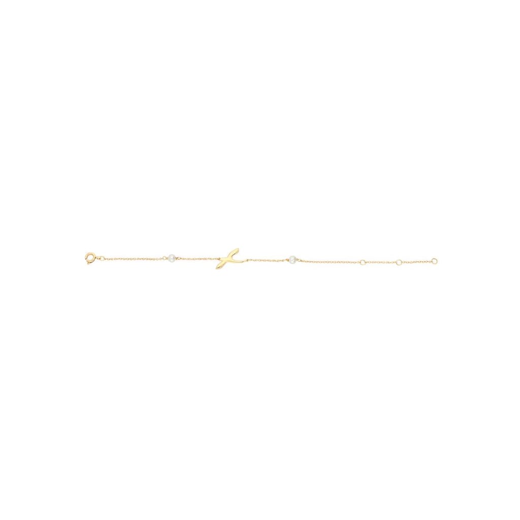 Firetti Goldarmband »Schwalbe, glänzend, massiv, weiß«, mit Süßwasserzuchtperlen