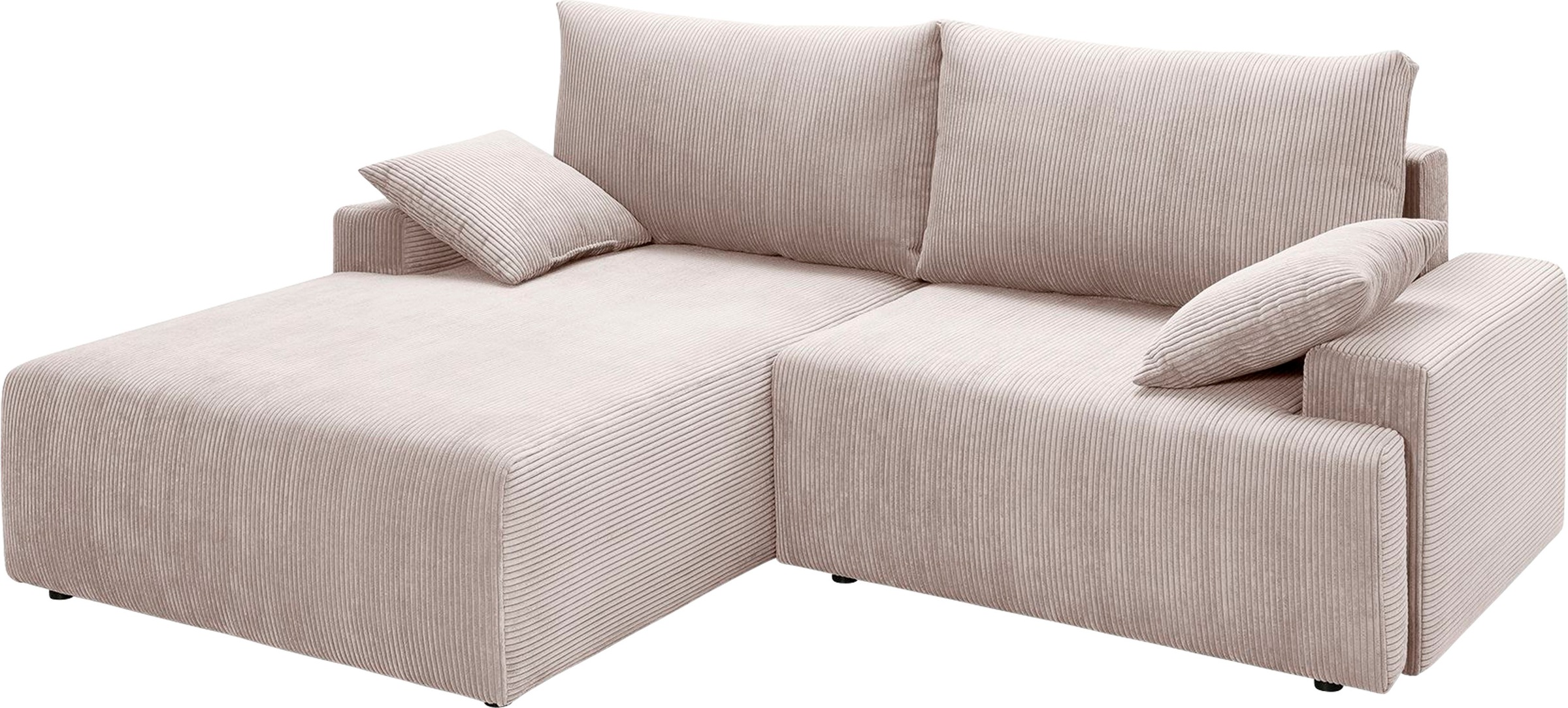 exxpo - sofa fashion Ecksofa »Orinoko, aktuelles Design und hoher Sitzkomfort, L-Form«, inkl. Bettfunktion und Bettkasten, schöne Farben im angesagten Cord