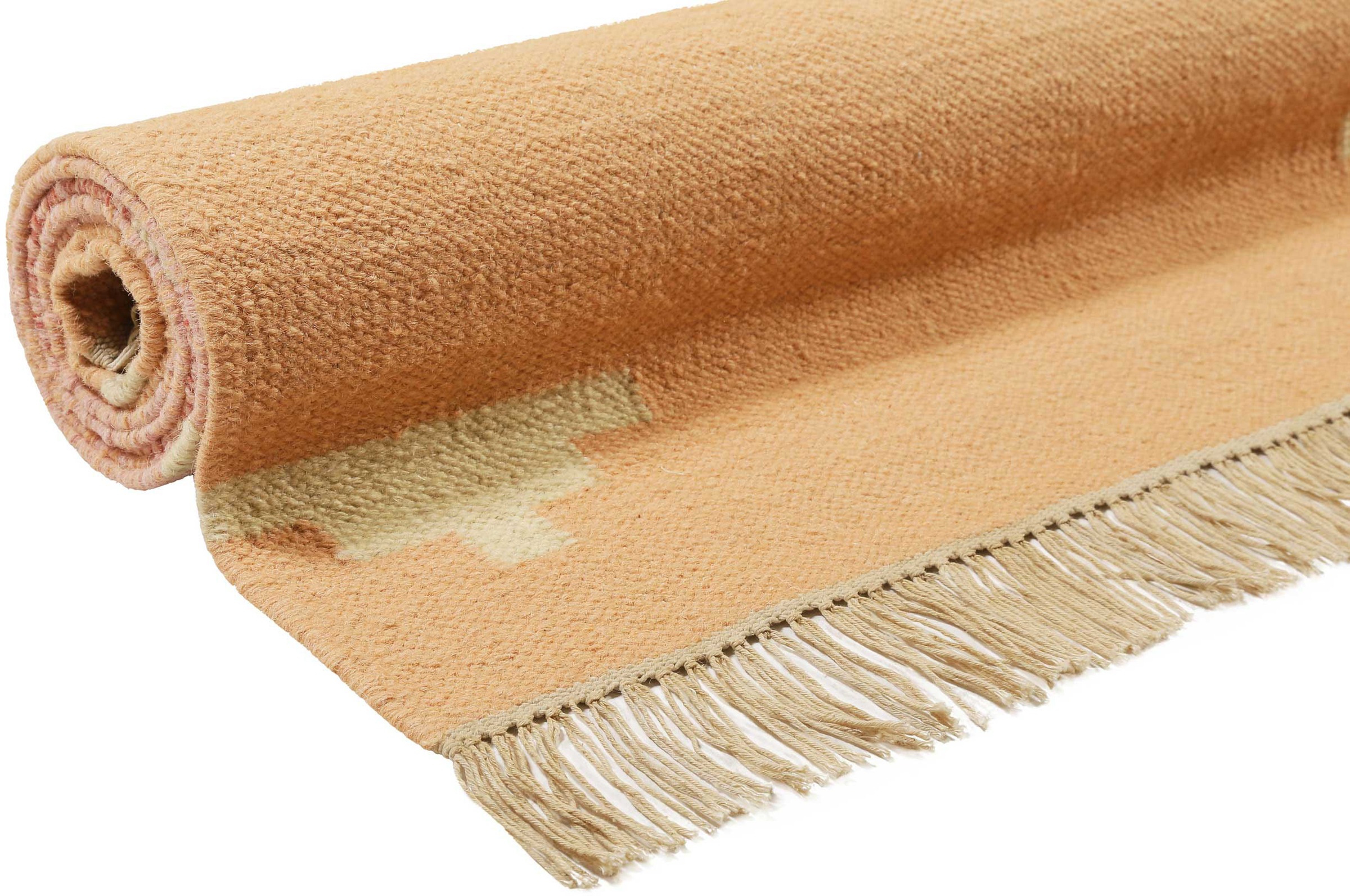Green Looop Teppich »Soleil GL-82106«, rechteckig, 5 mm Höhe, handgewebter Naturfaserteppich aus 80% Wolle 20% Baumwolle, Fransen