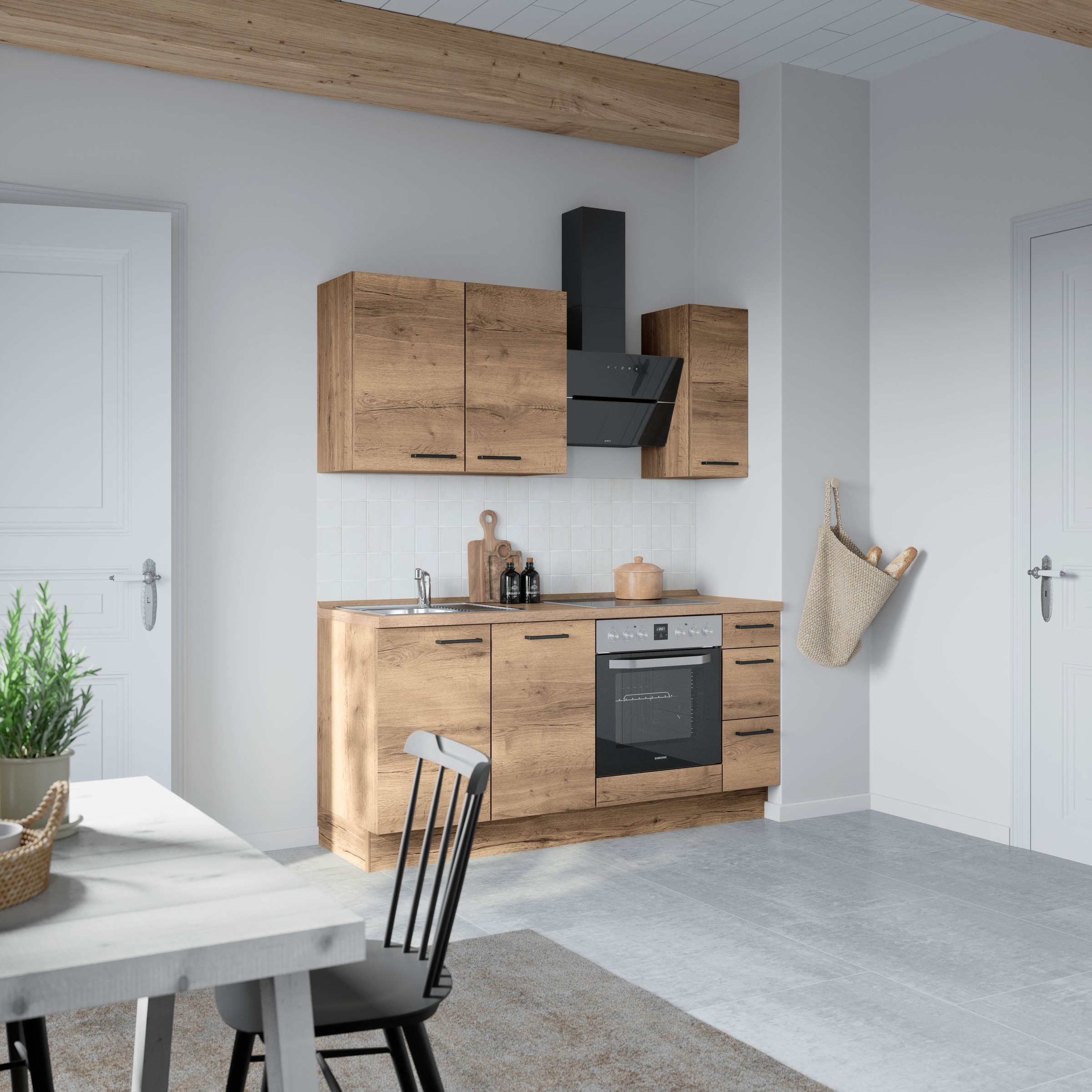 nobilia® Küchenzeile »"Structura II"«, vormontiert, Ausrichtung wählbar, Breite 180 cm, wahlw. mit E-Geräten