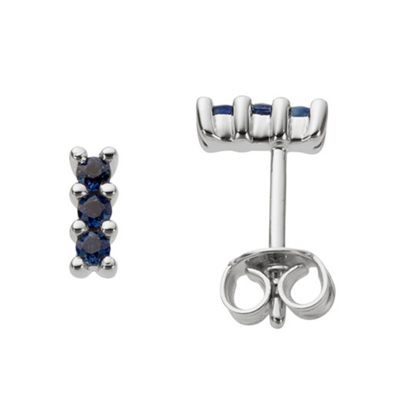 FIRETTI Paar Ohrstecker »Schmuck Geschenk Gold 333 Ohrschmuck Farbstein Edelstein Saphir« mit Saphir weißgoldfarben-blau + blau Moderne, kleine...