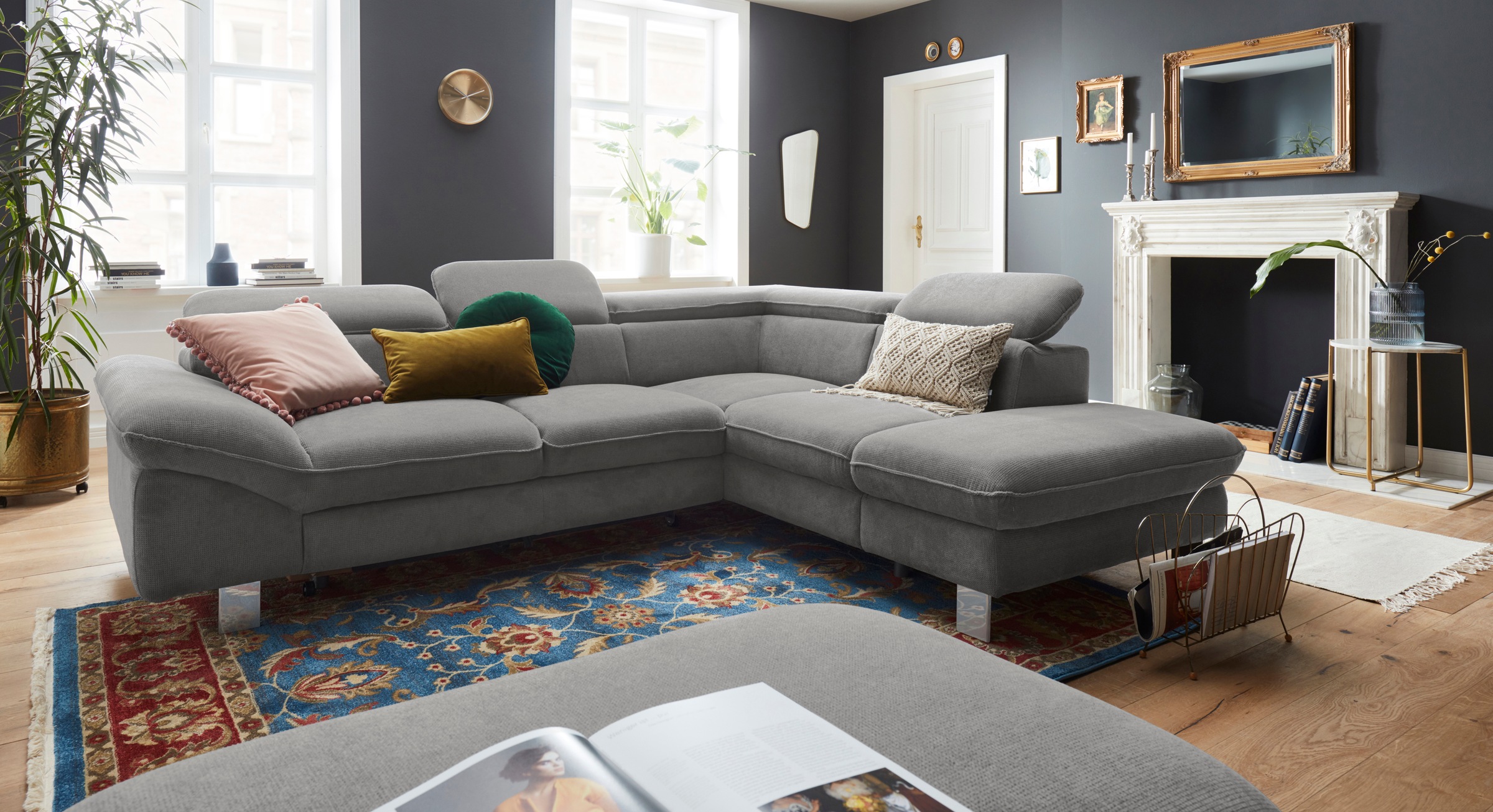 COTTA Polstergarnitur »Driver L-Form«, (Set, 2 tlg.), Set bestehend aus: Ecksofa mit Kopfteilverstellung & Hocker