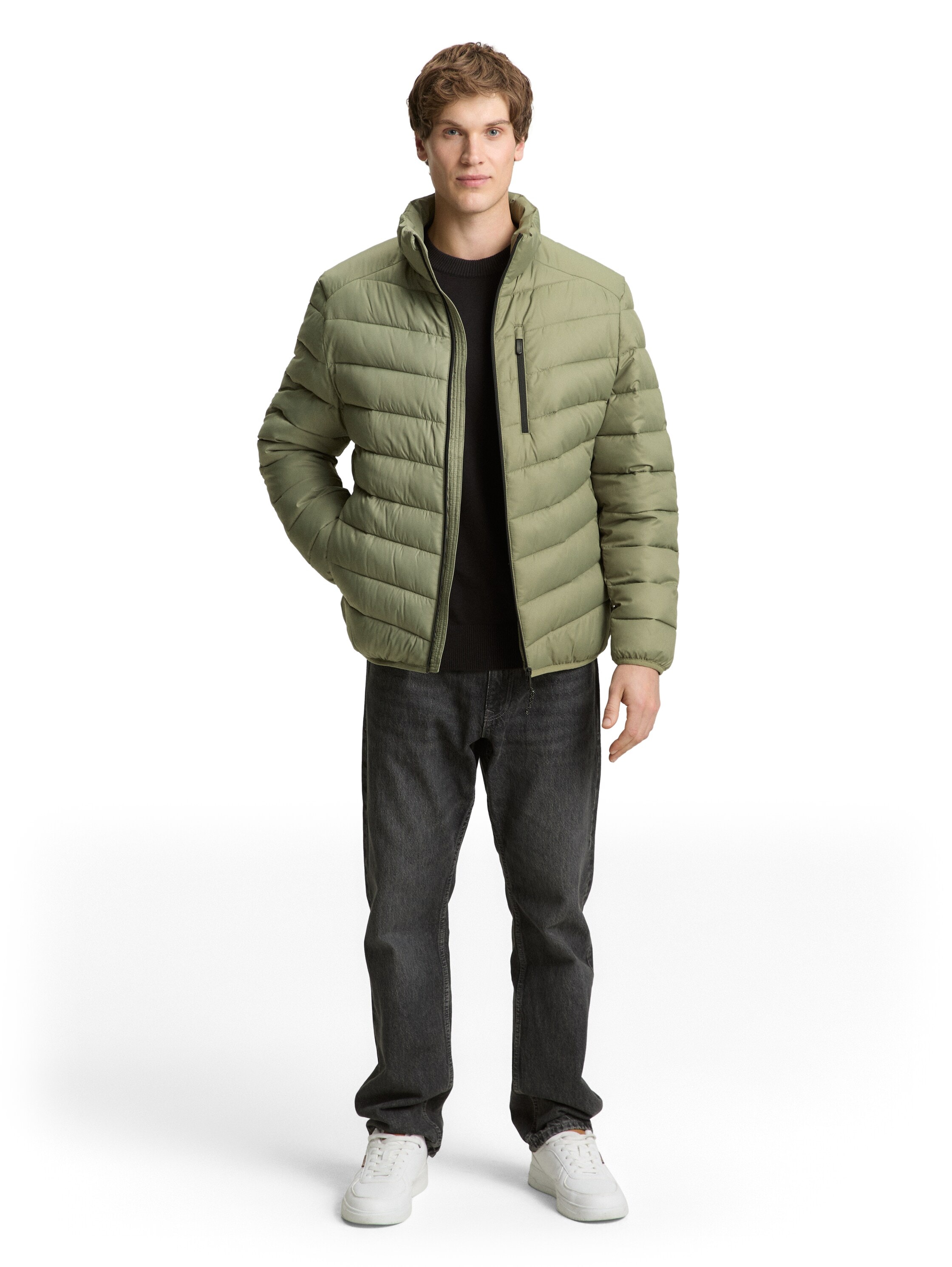 TOM TAILOR Denim Steppjacke ohne Kapuze mit Stehkragen