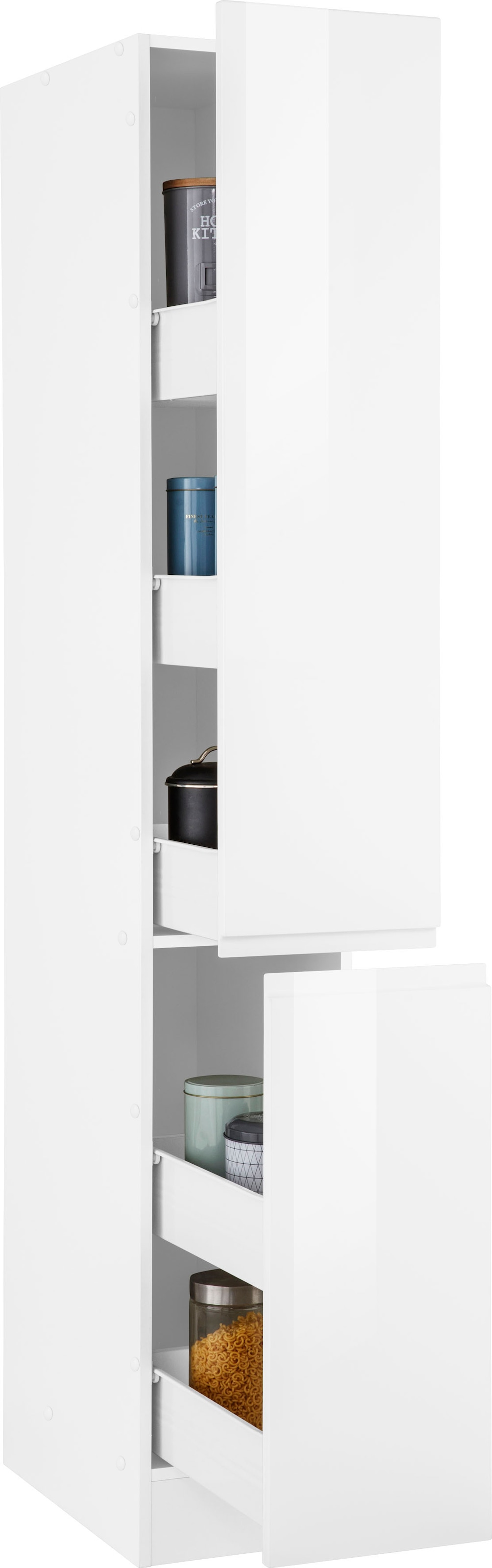 HELD MÖBEL Apothekerschrank »Virginia«, 200 cm hoch 30 cm breit, 2 Auszüge mit 5 Ablagen, griffloses Design