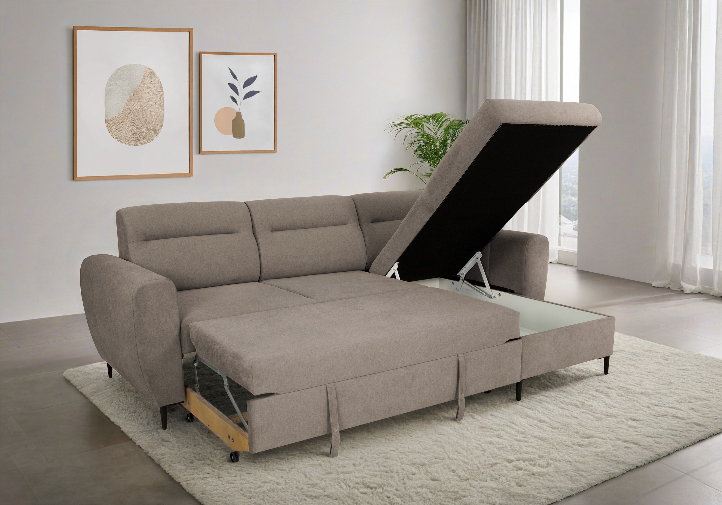 Trends by HG Ecksofa »Bella L-Form, B: 248 cm« mit Bettfunktion & Bettkasten