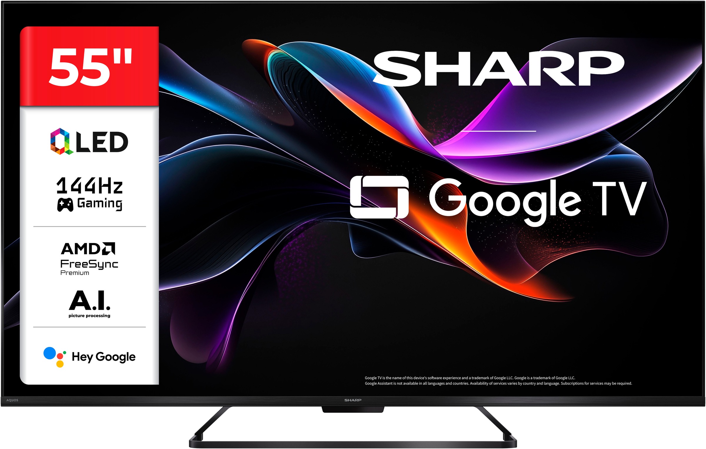 SHARP QLED-Fernseher »4T-C55HRx« 139 cm/55 ′′ Smart-TV schwarz AQUOS Smooth Motion 144 Hz – Rahmeninterpolationstechnologie