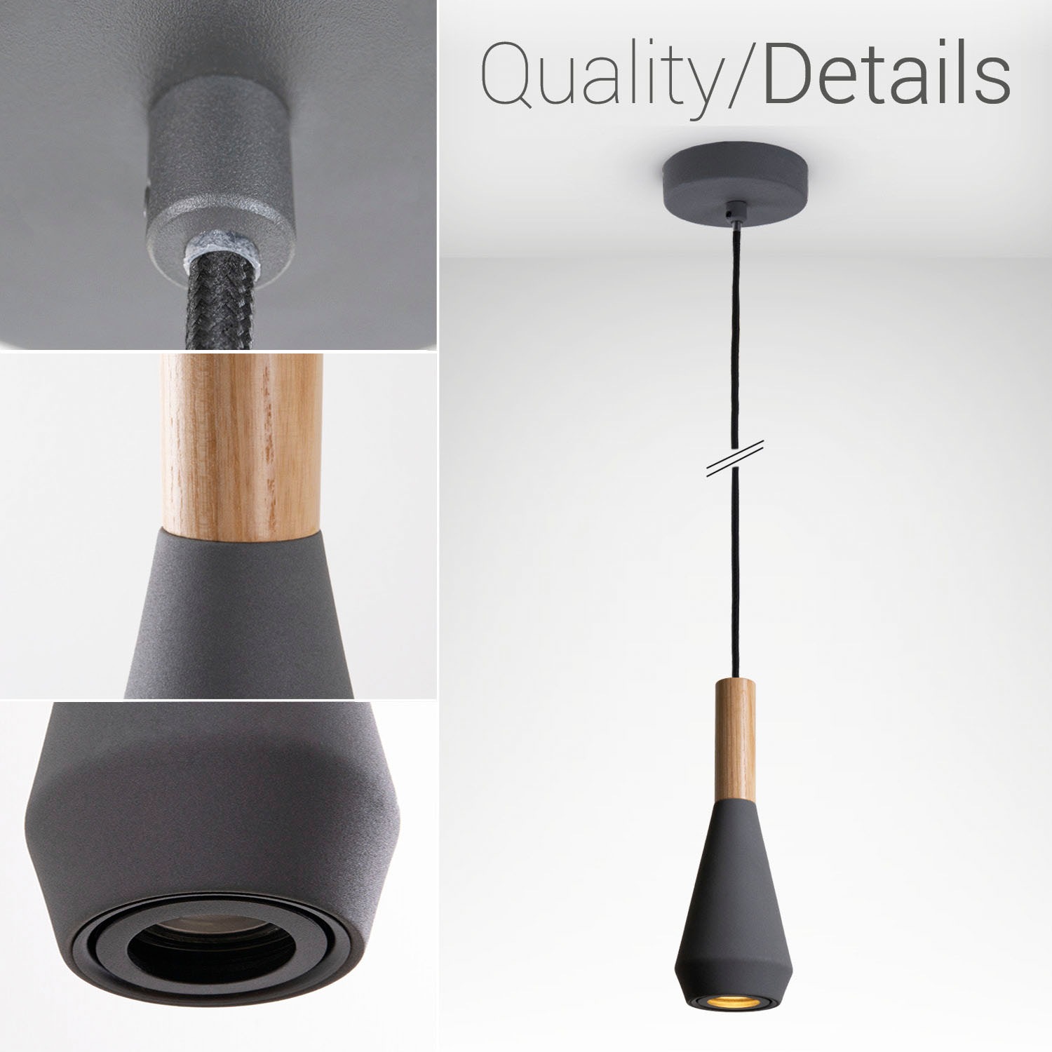 Paco Home Pendelleuchte »MORA«, Leuchtmittel GU10 | ohne Leuchtmittel, Wohnzimmer Esszimmer Klein Modern Holz Metall GU10 Trichterform