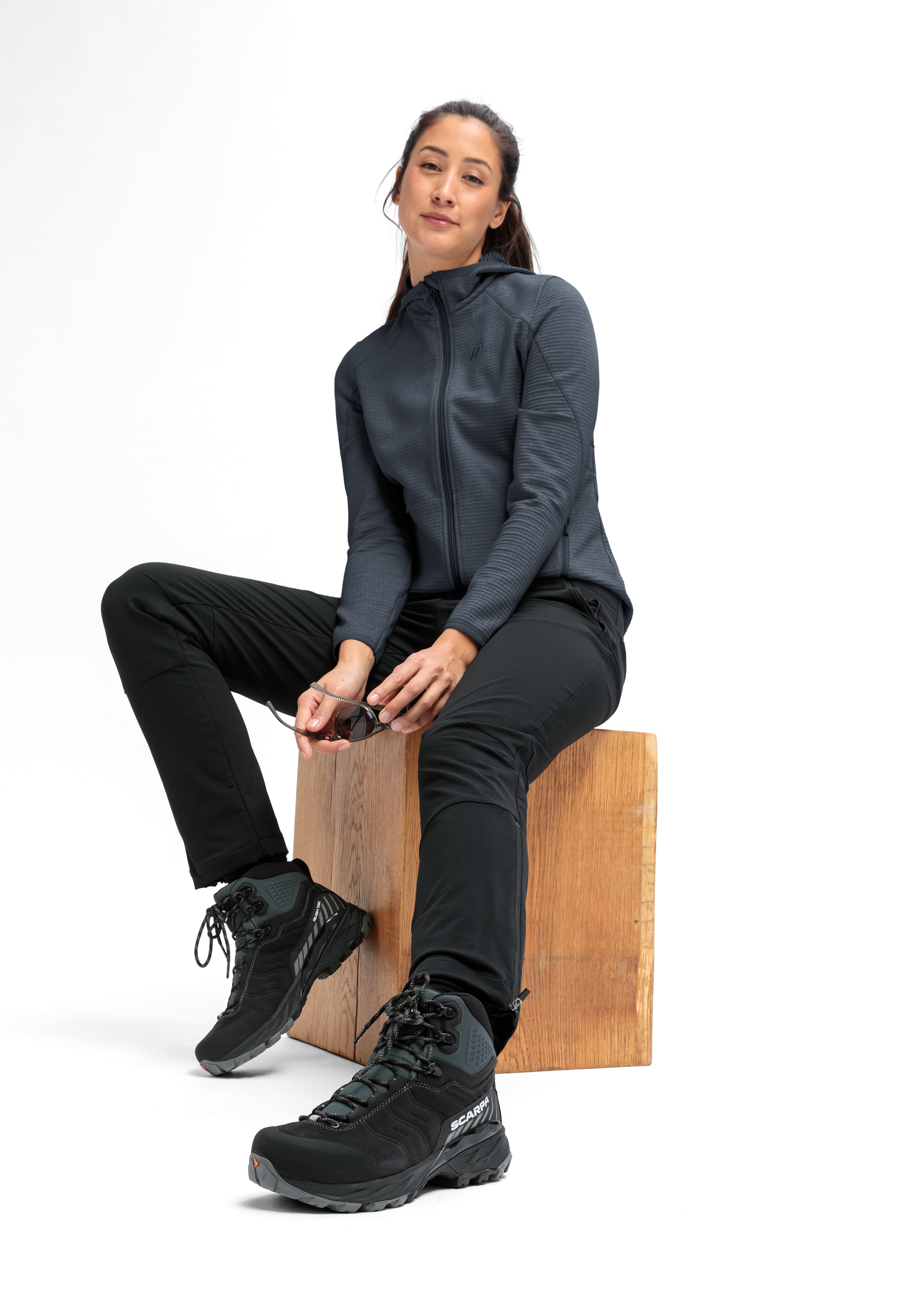 Maier Sports Fleecejacke »Tesila Hood W« Damen Midlayer, atmungsaktiv schnelltrocknend, Full-Zip, Regular fit