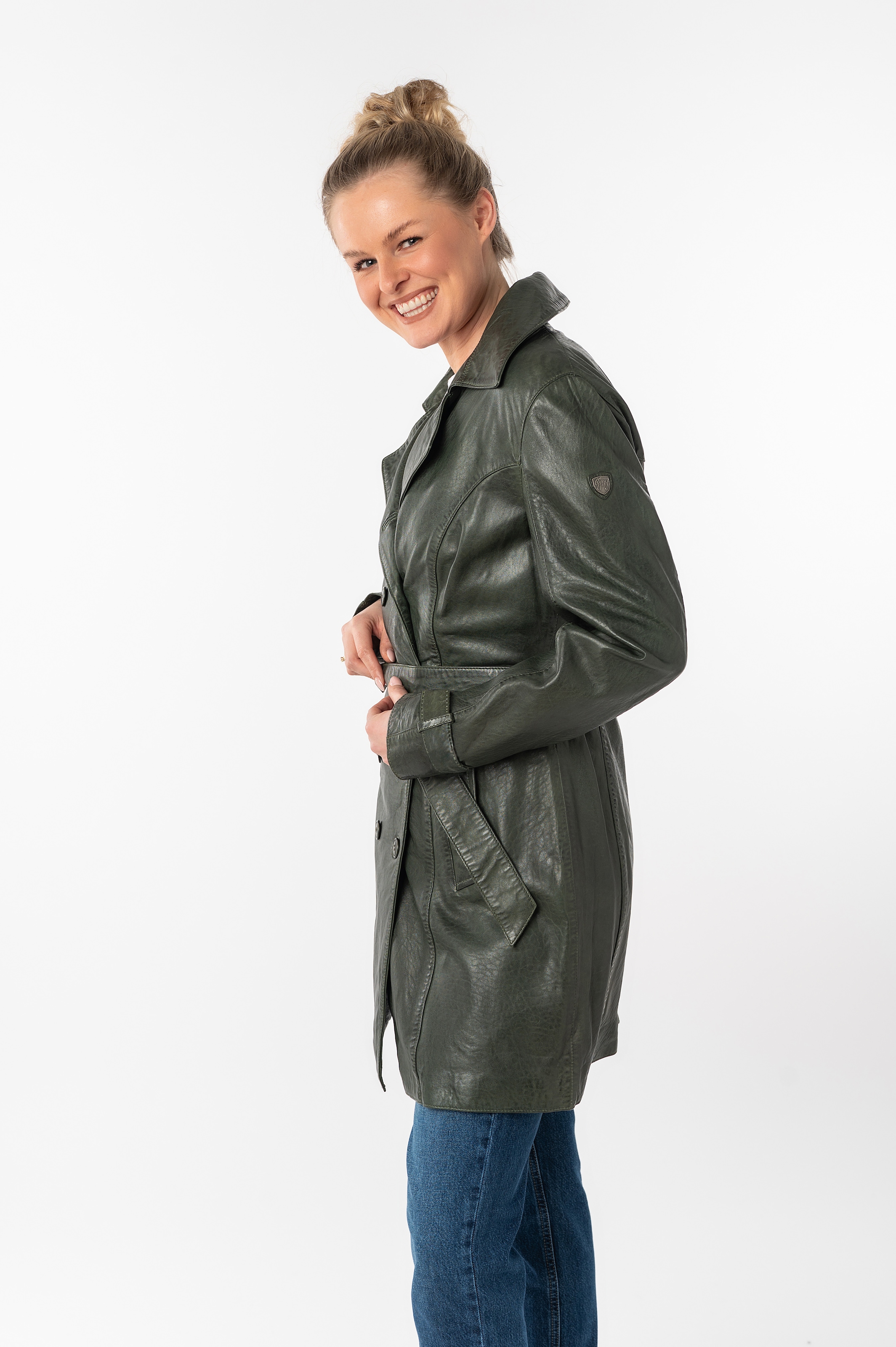 Mauritius Ledermantel »GWTaresa«, (2 tlg., mit Bindegürtel), Leder-Trenchcoat mit Bindegürtel