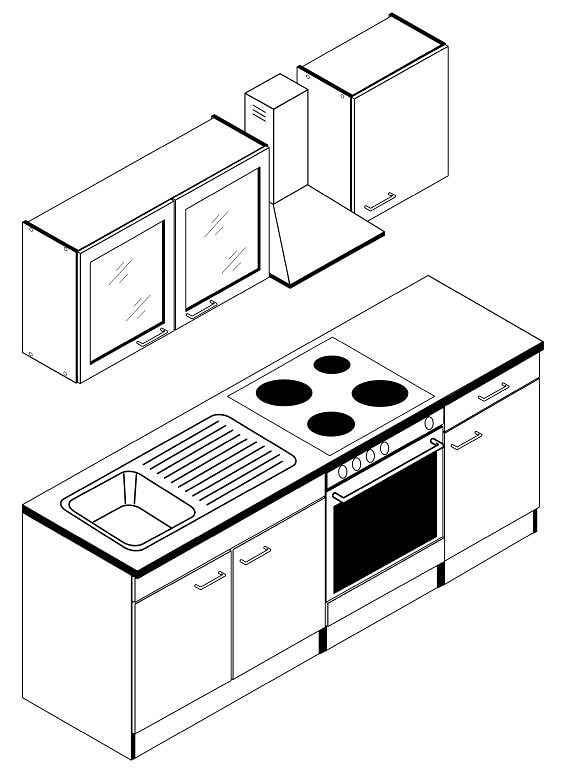 HELD MÖBEL Küchenzeile »Athen«, mit E-Geräten, Breite 210 cm