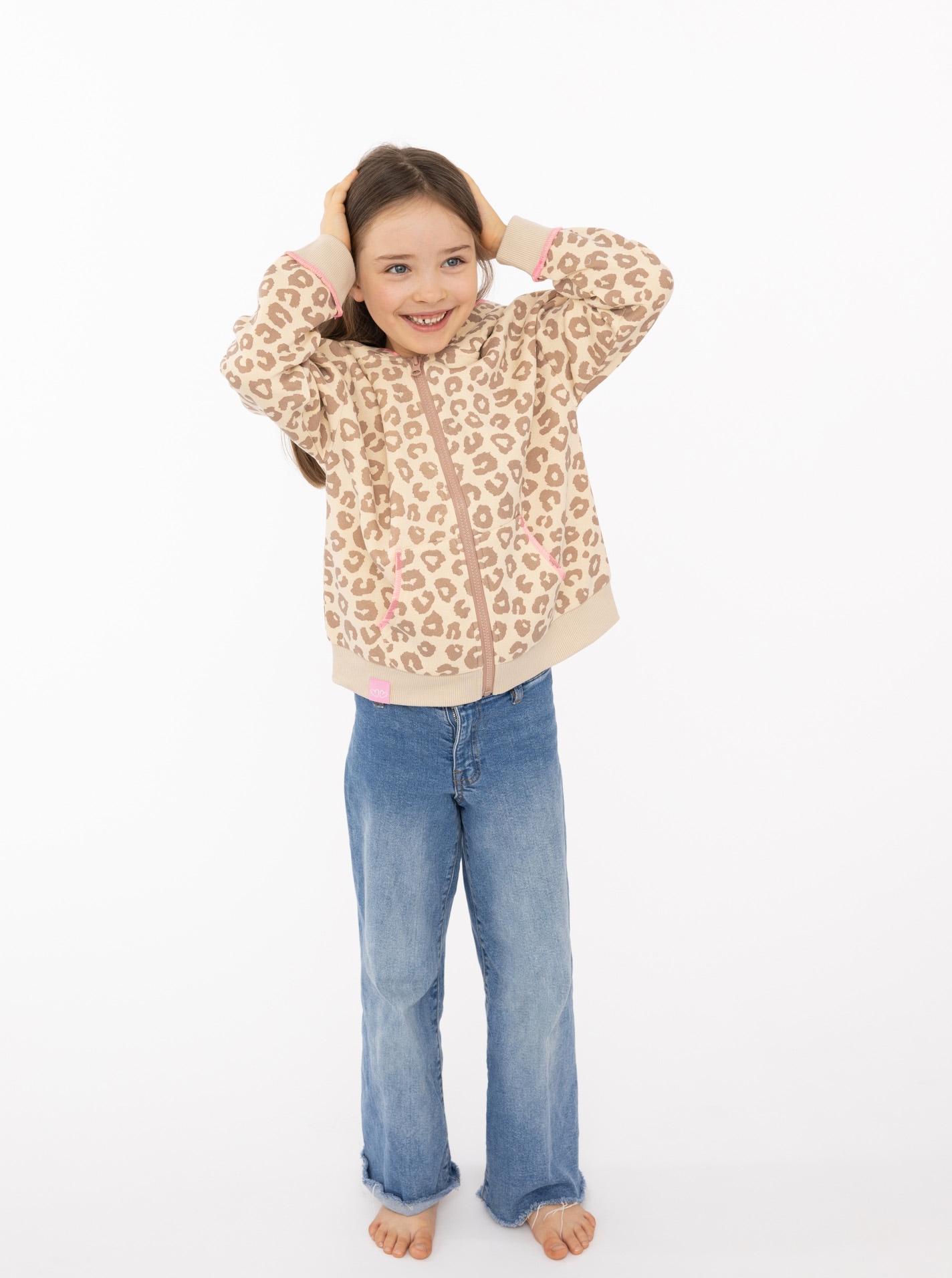 Zwillingsherz Kapuzensweatjacke »"Soft Leo"« Mini-Me, mit Leo Muster, Zipper und Taschen