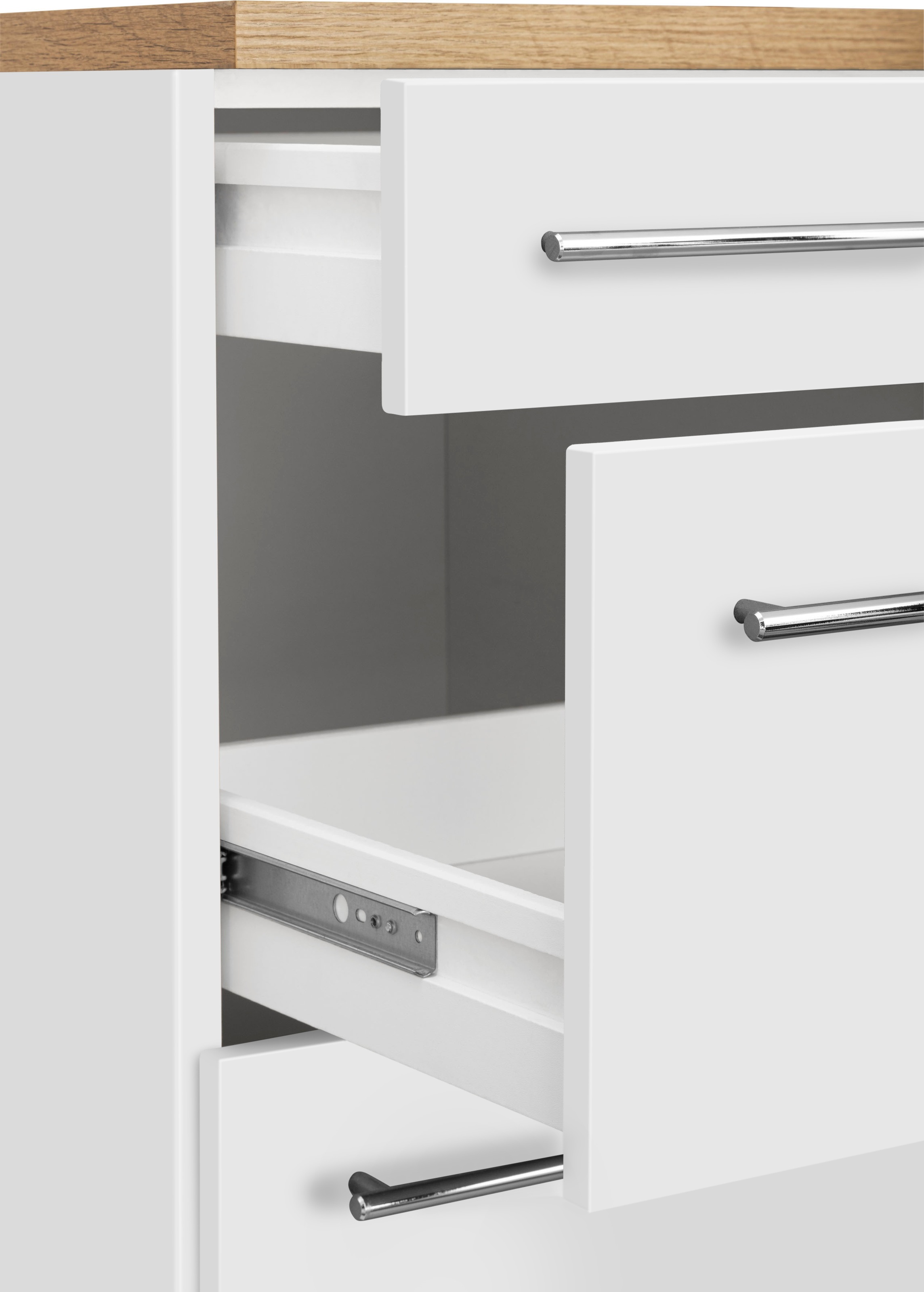 KOCHSTATION Küchenzeile »KS-Samos« Breite 300 cm, wahlweise mit E-Geräten, mit Arbeitsplatte