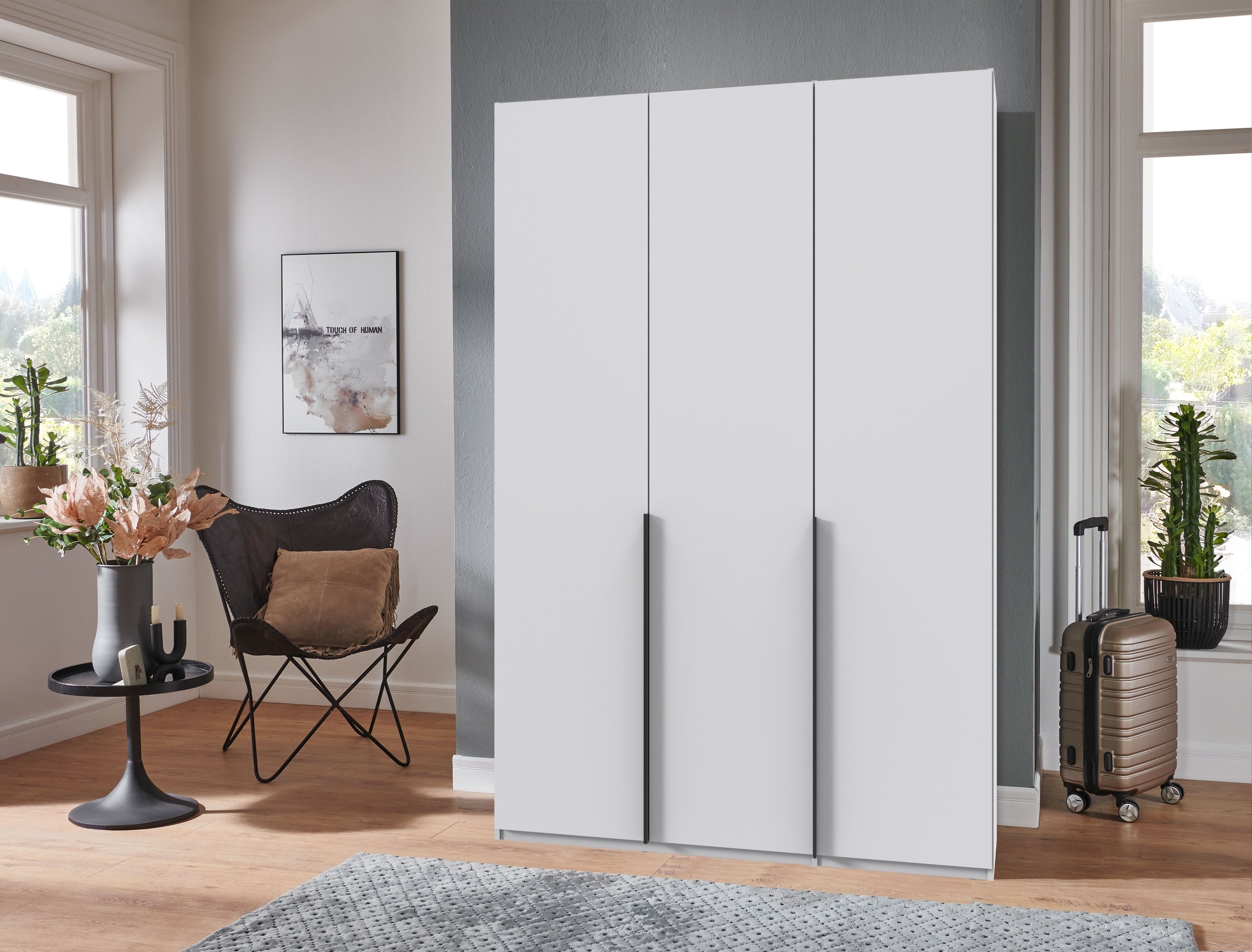 Wimex Kleiderschrank »Mugano,in 8 Breiten,3 Höhen,2 Tiefen, viele Farben, Made in Germany«, (in Basic oder Premium Ausstattung mit 2 weiteren Einlegeböden), mit langen oder kurzen Griffen aus Metall, mit oder ohne Spiegel