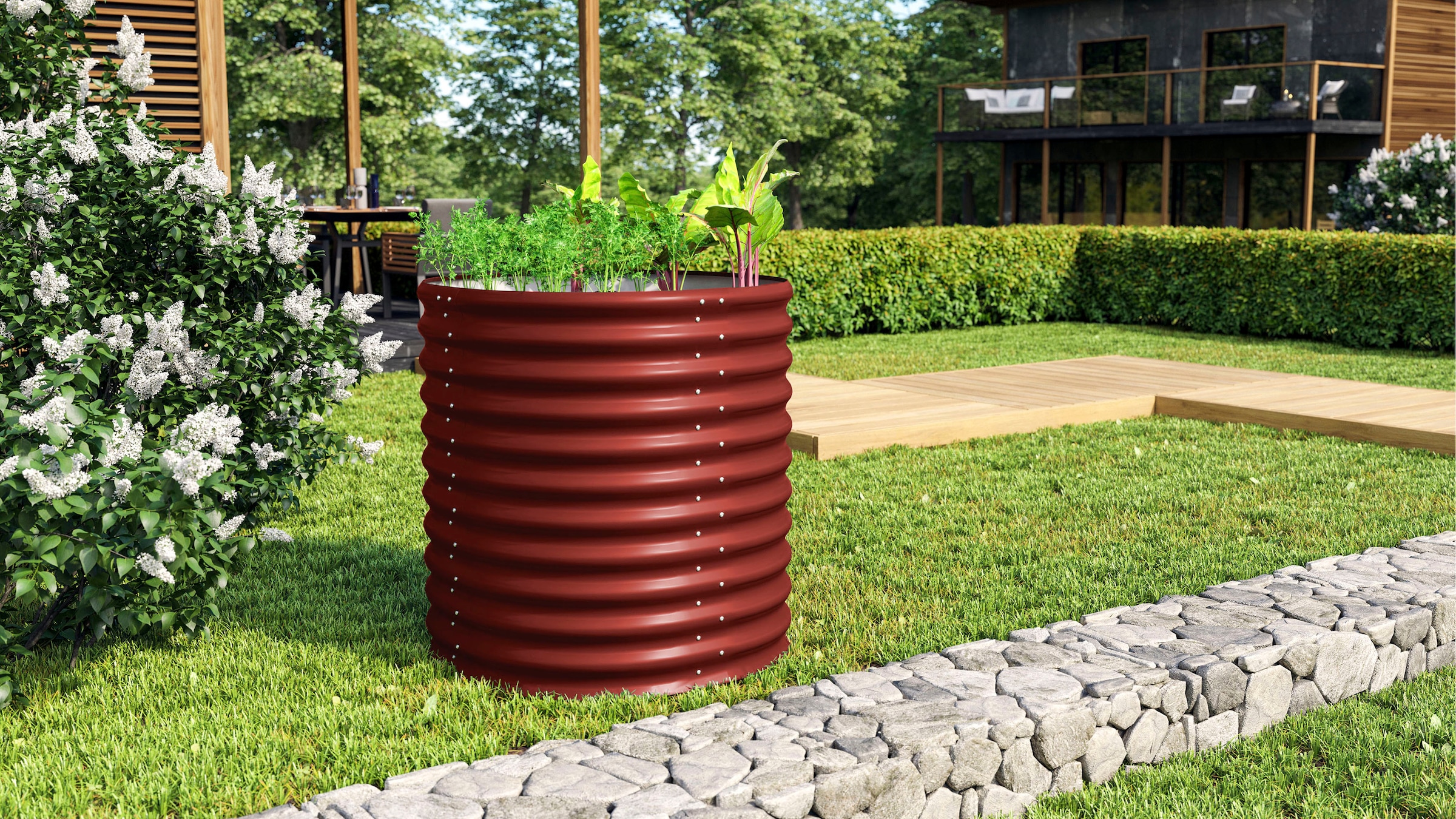 Vitavia Hochbeet »Terra Rund 858«, BxTxH: 82x82x86 cm, rubin