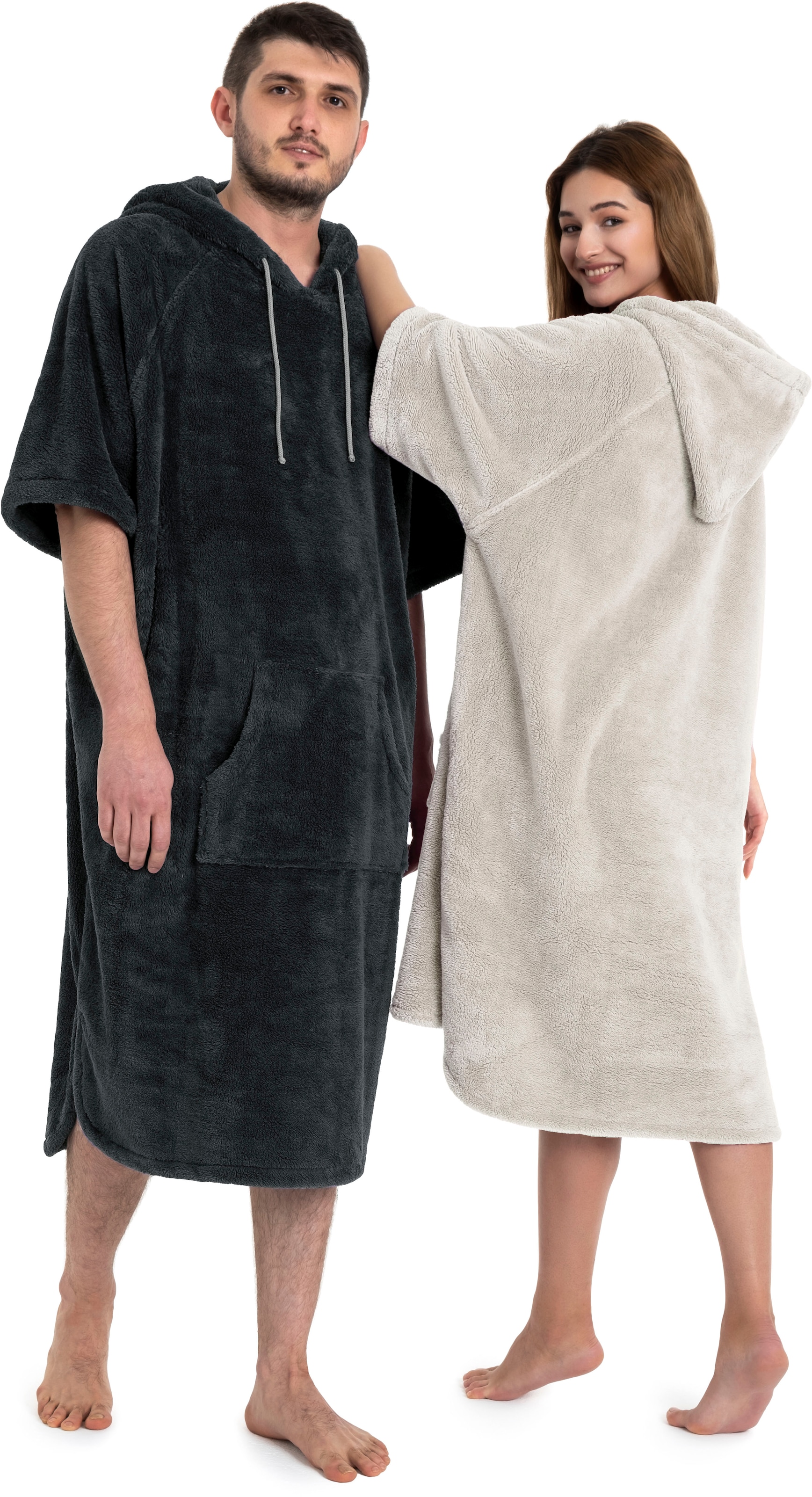 my home Badeponcho »Lillou, ideal für Sauna, Spa & im Urlaub«, (1 St.), weich und kuschelig, Fleece, Unisex, für Damen und Herren, Surfponcho