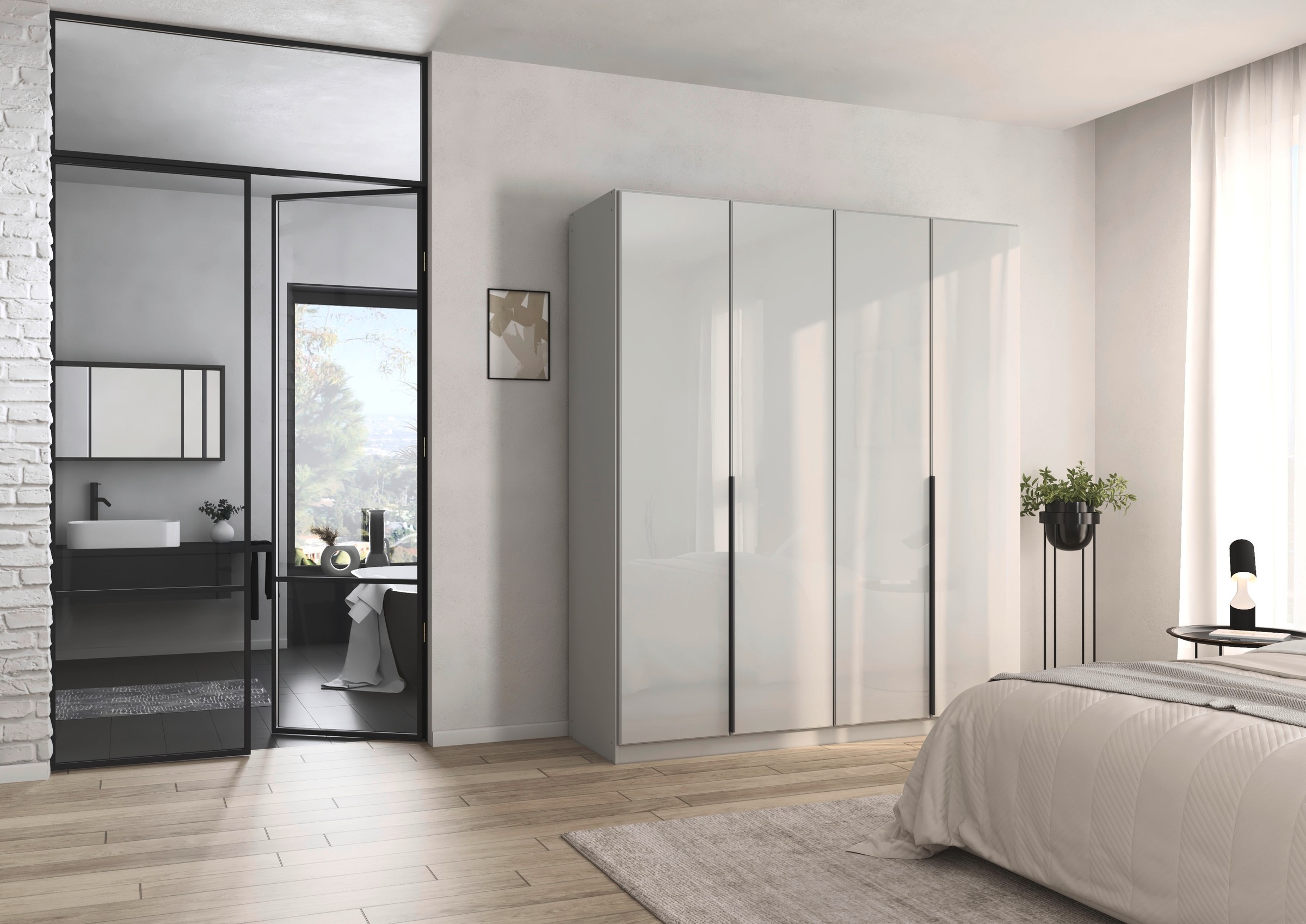 rauch Drehtürenschrank »Kleiderschrank Kleiderschränke Schrank Garderobe AGORDO mit Glasfront«, (in zwei Griff-Farben), durchdachte Innenausstattung, in 6 Breiten und 2 Höhen MADE IN GERMANY