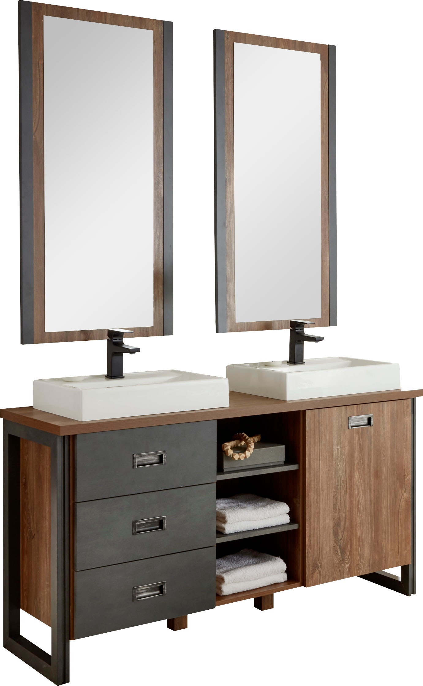 Home affaire Badmöbel-Set »Detroit, Bad im Industrialdesign, 2-teiliges Bad günstig online kaufen