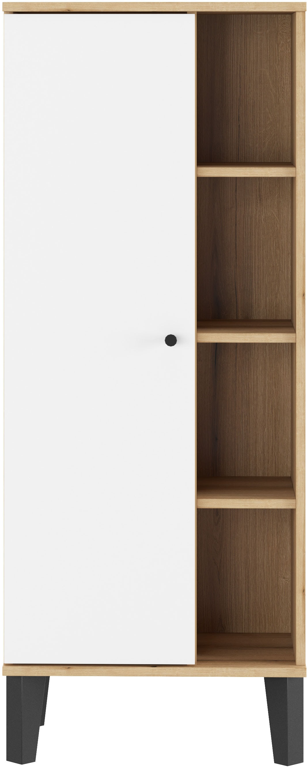 INOSIGN Stauraumschrank »Oslo, Badschrank mit Knopfgriff, Hochschrank im skandinavischen Design«, in der Türfarbe Weiß oder Grau verfügbar, ausreichend Stauraum