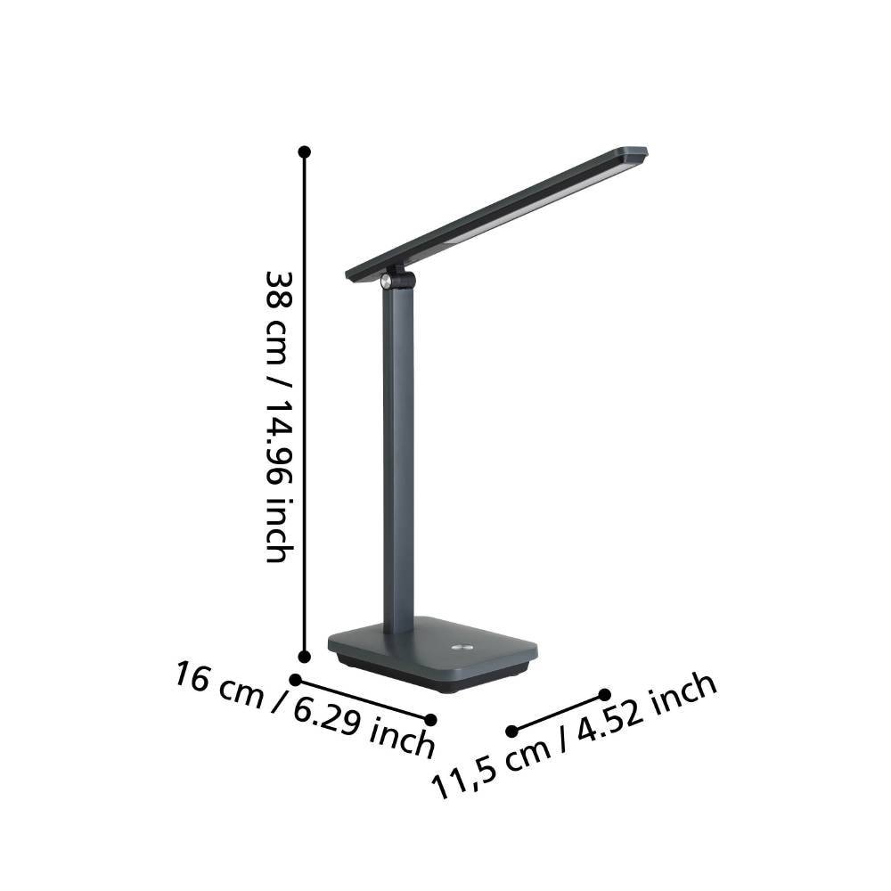 EGLO Tischleuchte »INIESTA«, 1 flammig, Leuchtmittel LED-Modul | LED fest integriert, Nachttischlampe touch dimmbar, USB Ladefunktion, Grau und Schwarz