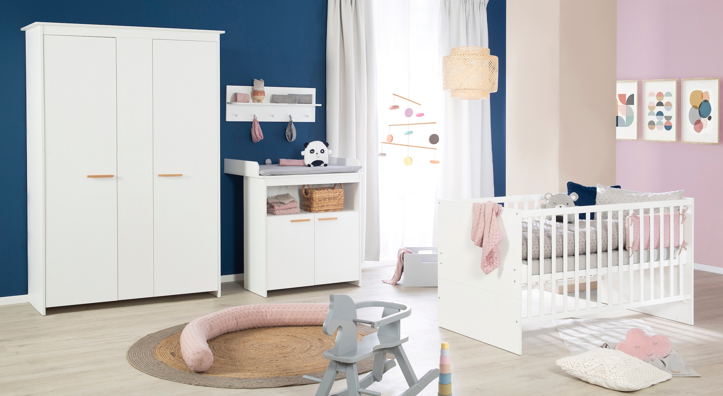 Babyzimmer-Komplettset roba® Anton«, Raten Kleiderschrank (Set, und »roba 3 auf Kombi-Kinderbett, bestehend aus St., Wickelkommode) bestellen