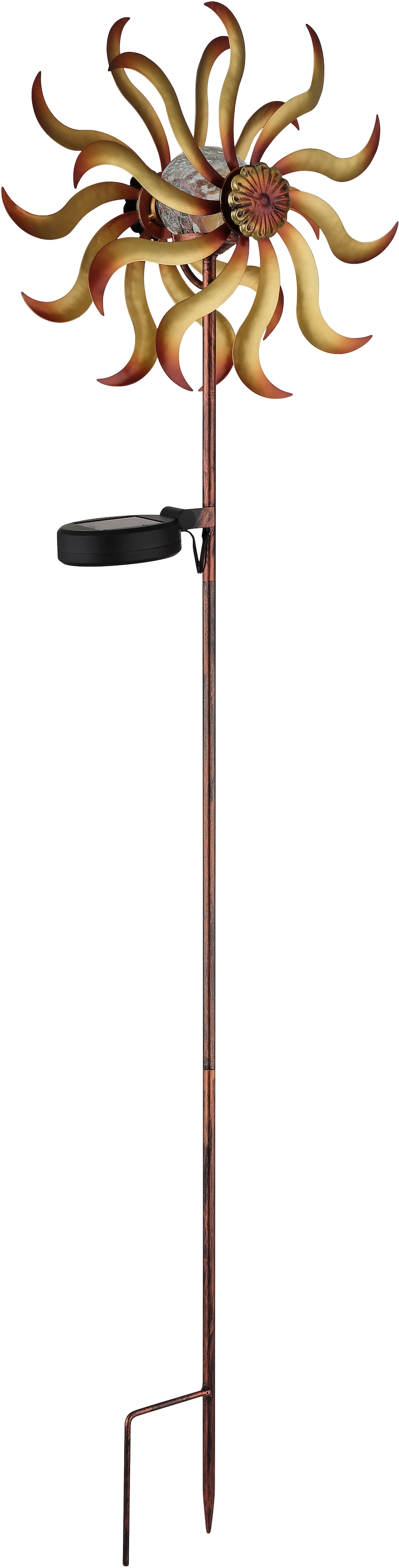 GLOBO LIGHTING LED Solarleuchte »SOLARLEUCHTE METALL GOLDFARBEN PATINIERT, 1XLED« LED-Modul 1 Stk. Warmweiß Solar Garten Terrasse Außenbeleuchtung Dekoleuchten