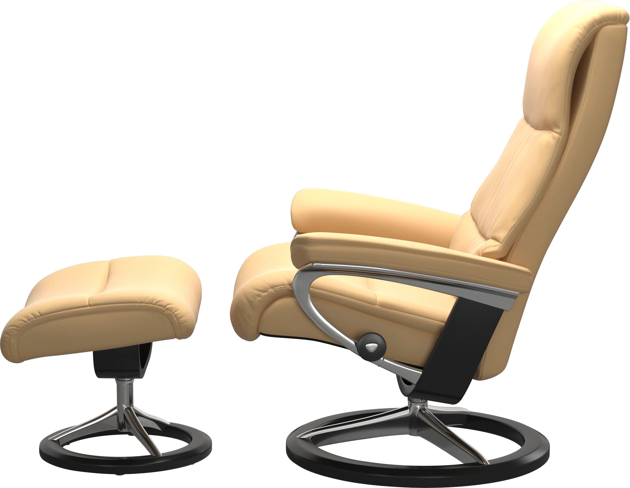 Stressless® Relaxsessel »View«, (Set, Relaxsessel mit Hocker), mit Signature Base, Größe M,Gestell Schwarz