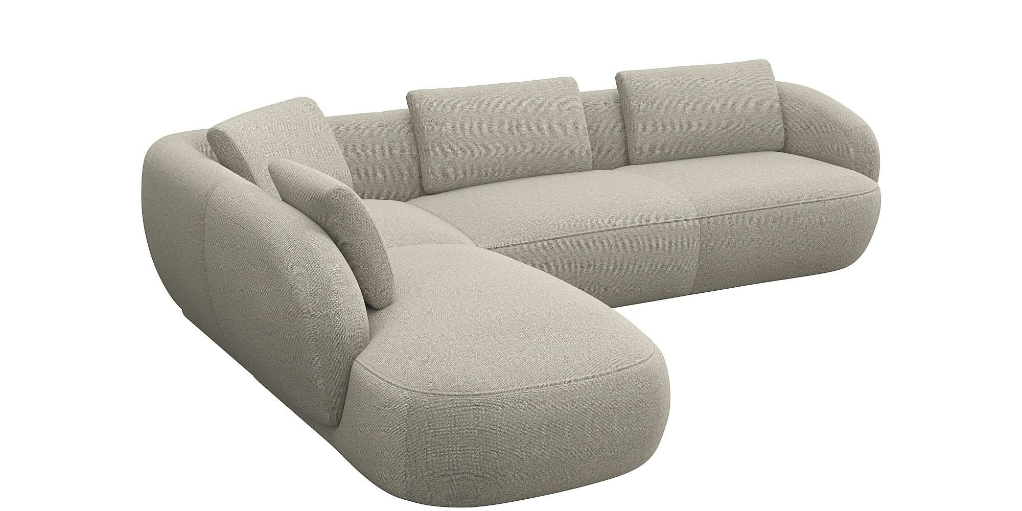 FLEXLUX Ecksofa »Torino, rund, L-Form, Sofa-Ecke mit Ottomane«, Modernes, organisches Sofa-Design, Kaltschaum, Wellenunterfederung