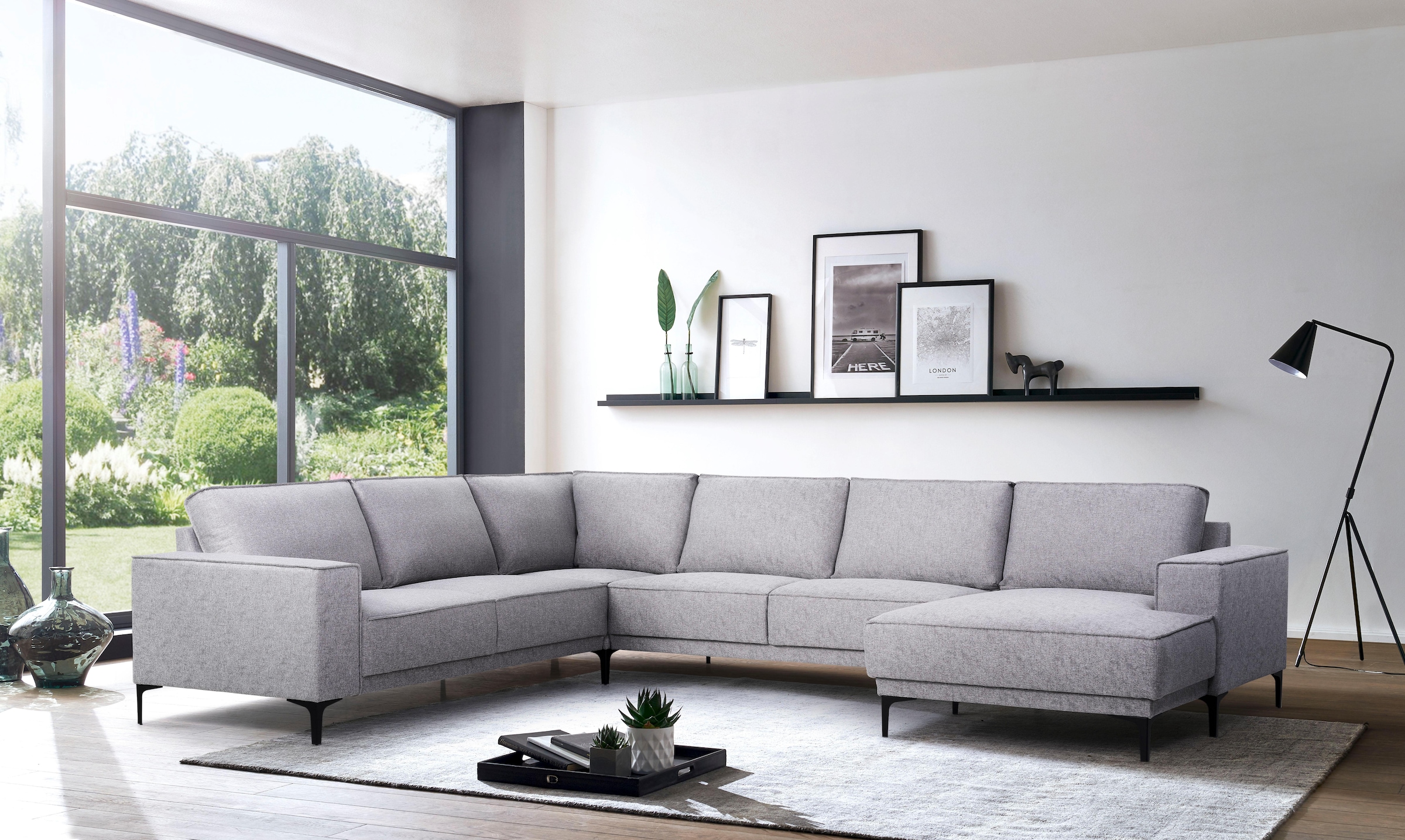 OTTO home Wohnlandschaft »OLAND U-Form, XXL, B: 342 cm, Skandi-Design« Skandi-Design in Struktur, Flachgewebe, Luxus-Microfaser, Boucle