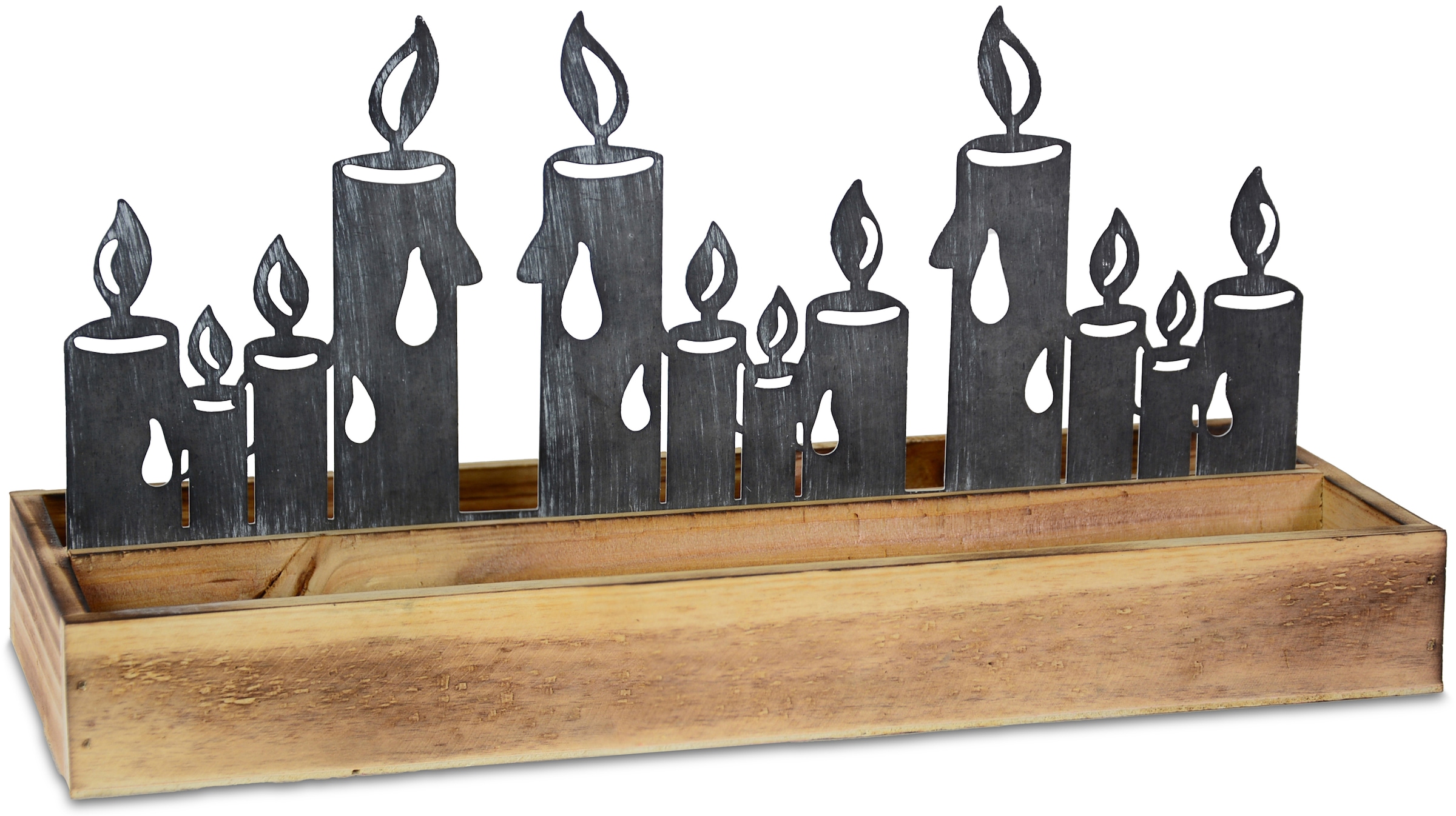 RIFFELMACHER & WEINBERGER Weihnachtsdeko«, bestellen Kerzensilhouette Tablett Tablett mit Holz- Metall online »Kerzensilhoutte