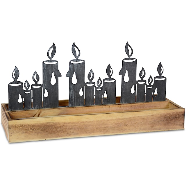 RIFFELMACHER & WEINBERGER Tablett »Kerzensilhoutte, Weihnachtsdeko«, Holz- Tablett mit Metall Kerzensilhouette online bestellen