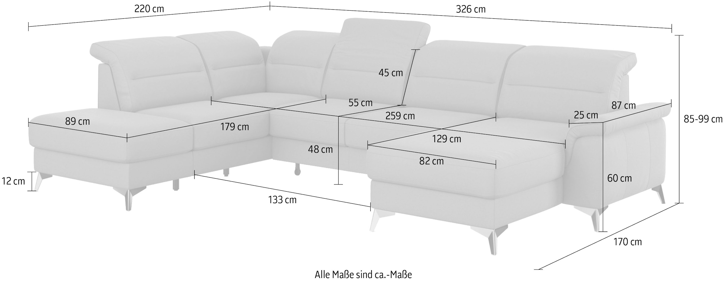 sit&more Wohnlandschaft »Sinatra U-Form«, optional mit Kopfteilverstellung und Armteilfunktion etc.