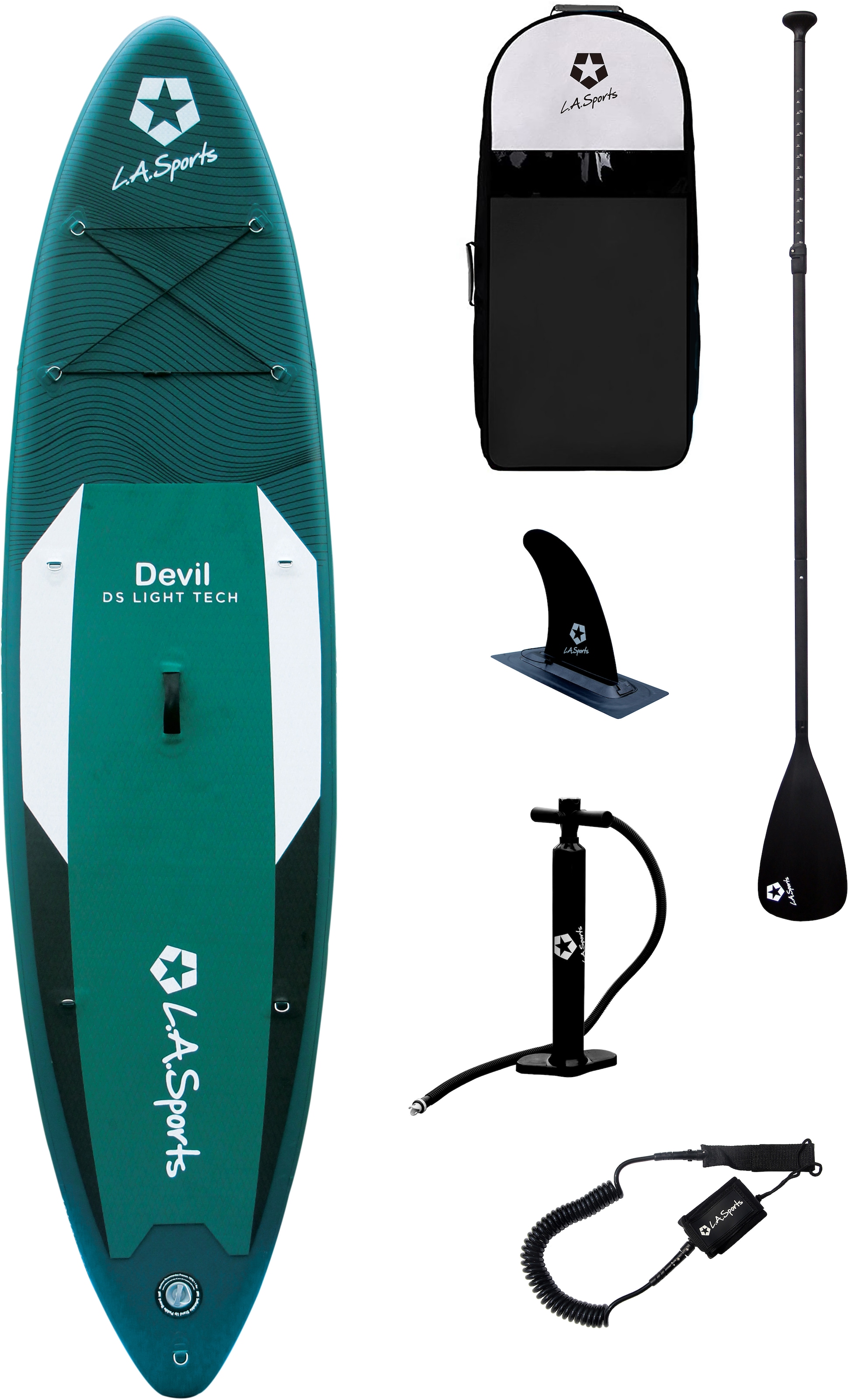 L.A. Sports Inflatable SUP-Board Online-Shop Transportrucksack) (Set, Paddel, »Devil«, kaufen tlg., mit Pumpe 6 und im