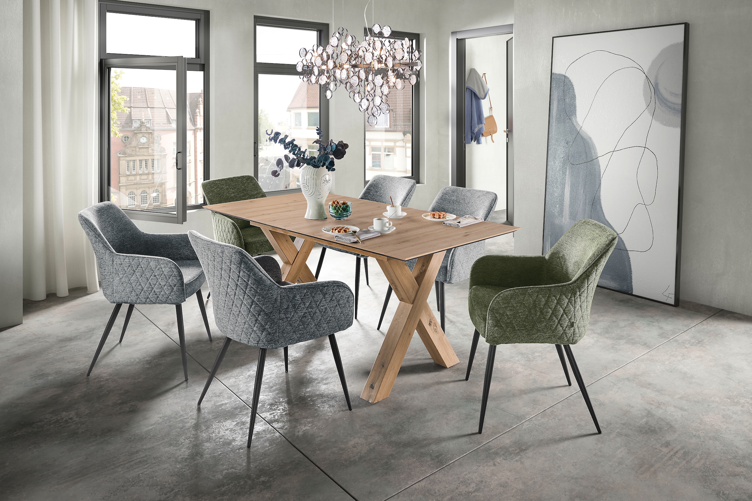 set one by Musterring Esstisch »New Atlanta« Platte rechteckig mit schweizer Kante, ausziehbar, Gestell in X-Form