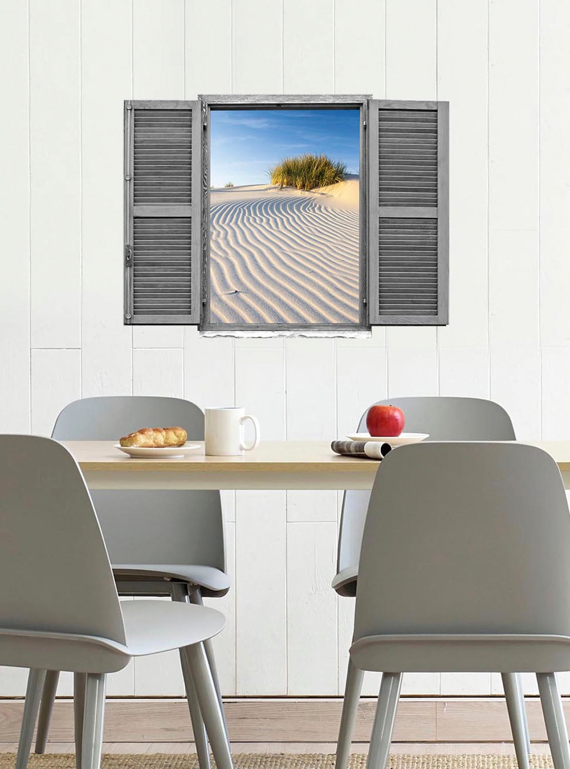 queence Wandtattoo »Strand«, (1 St.), Wandsticker, Wandbild, selbstklebend, 3D, Fenster