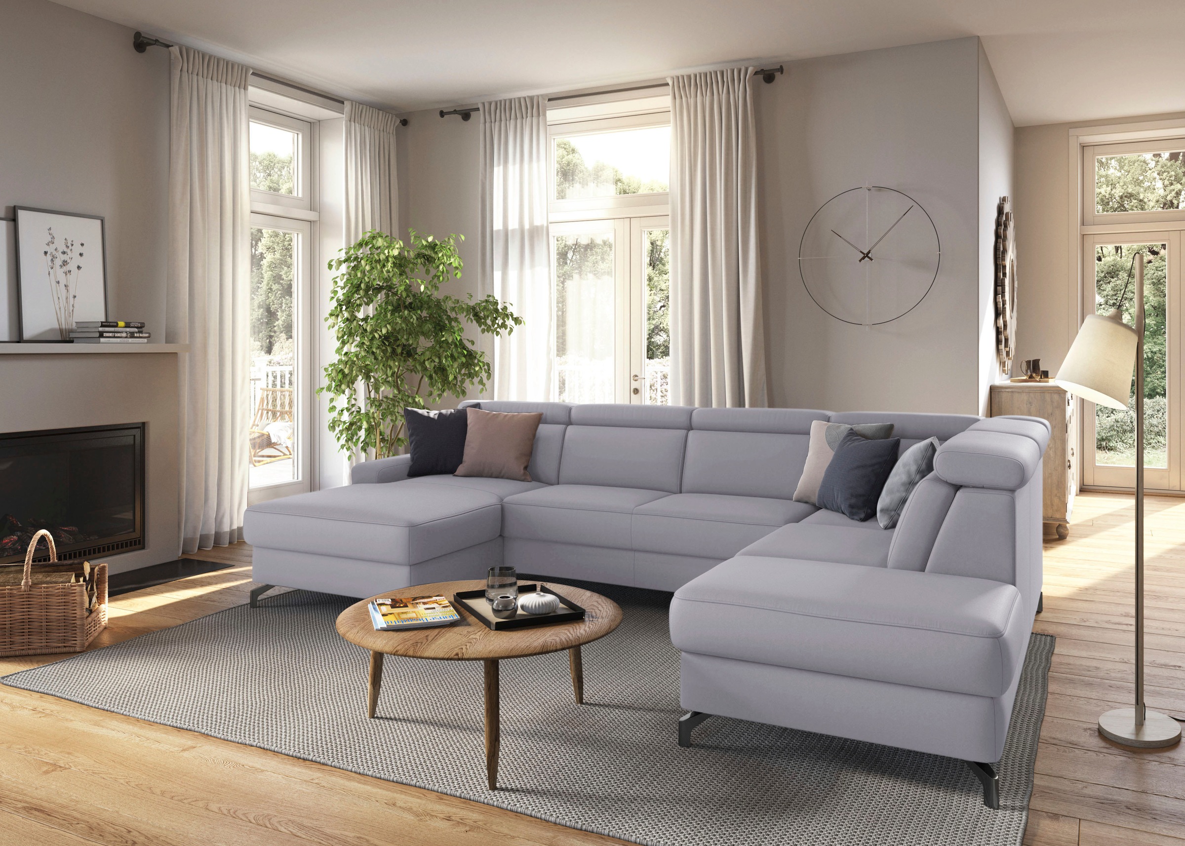 sit&more Wohnlandschaft »Scarlett U-Form«, inklusive Kopfteilverstellung, wahlweise mit Bettfunktion, Bettkasten