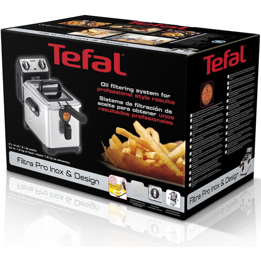 Tefal Fritteuse »FR5101 Filtra Pro Inox & Design«, 2300 W, 3,0 L, mit Öl, Clean-Oil-System, wärmeisoliert, Thermostat, Timer
