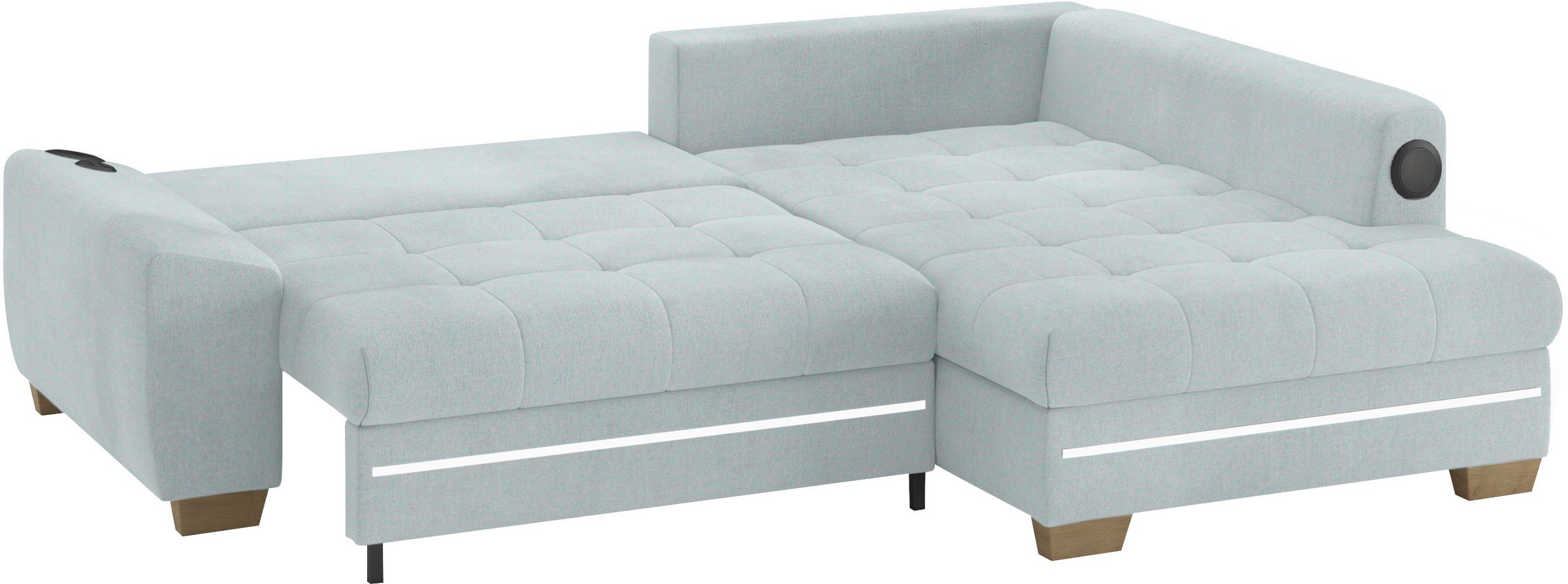 Mr. Couch Ecksofa »Nikita II, L-Form«, mit Kaltschaum, RGB-LED, Soundsystem, wahlweise mit Bett, Bettkasten