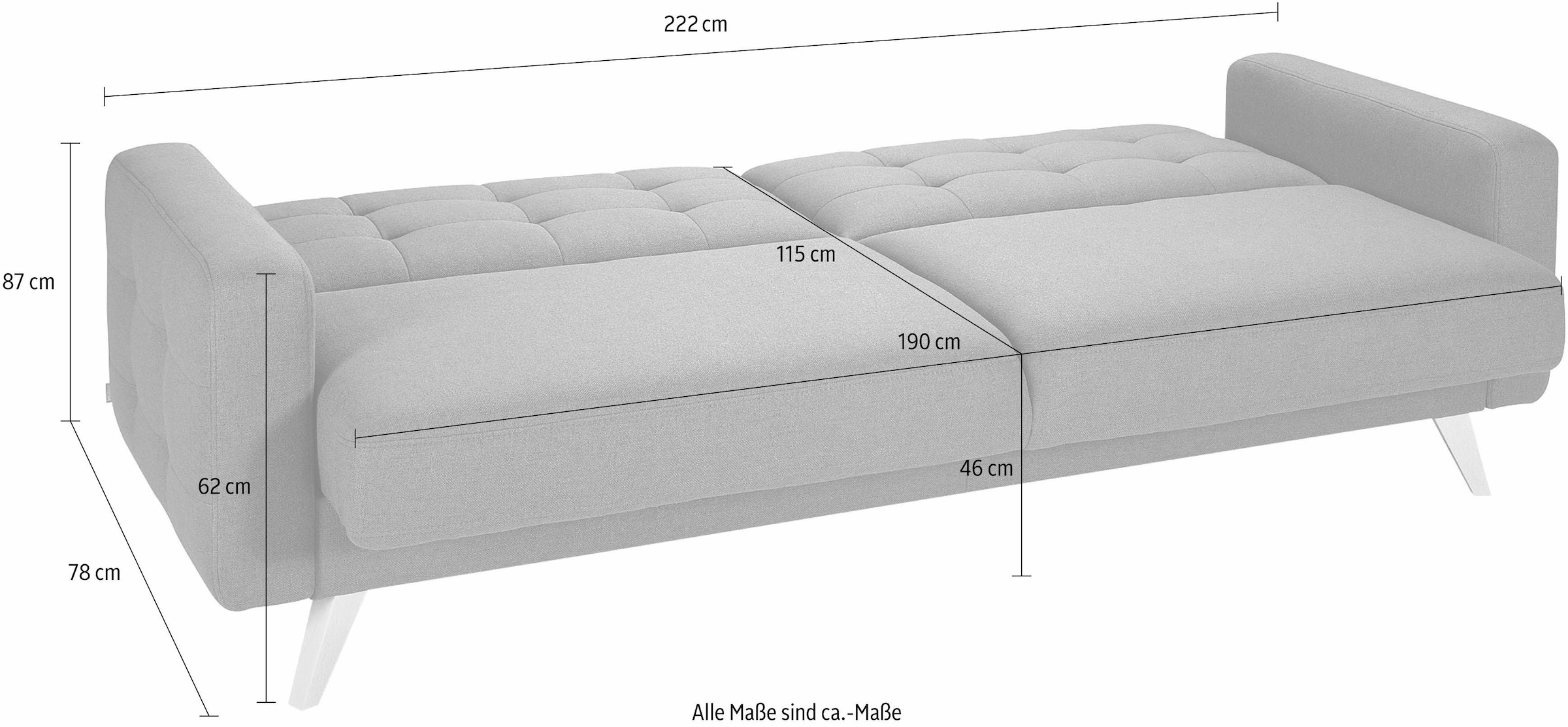 exxpo - sofa fashion 3-Sitzer »Nappa«, mit Bettfunktion und Bettkasten auf  Rechnung bestellen