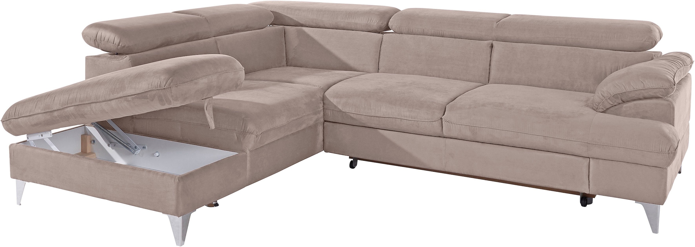 COTTA Polstergarnitur »Caluso L-Form«, Set bestehend aus: Ecksofa mit Kopfteilverstellung & Hocker