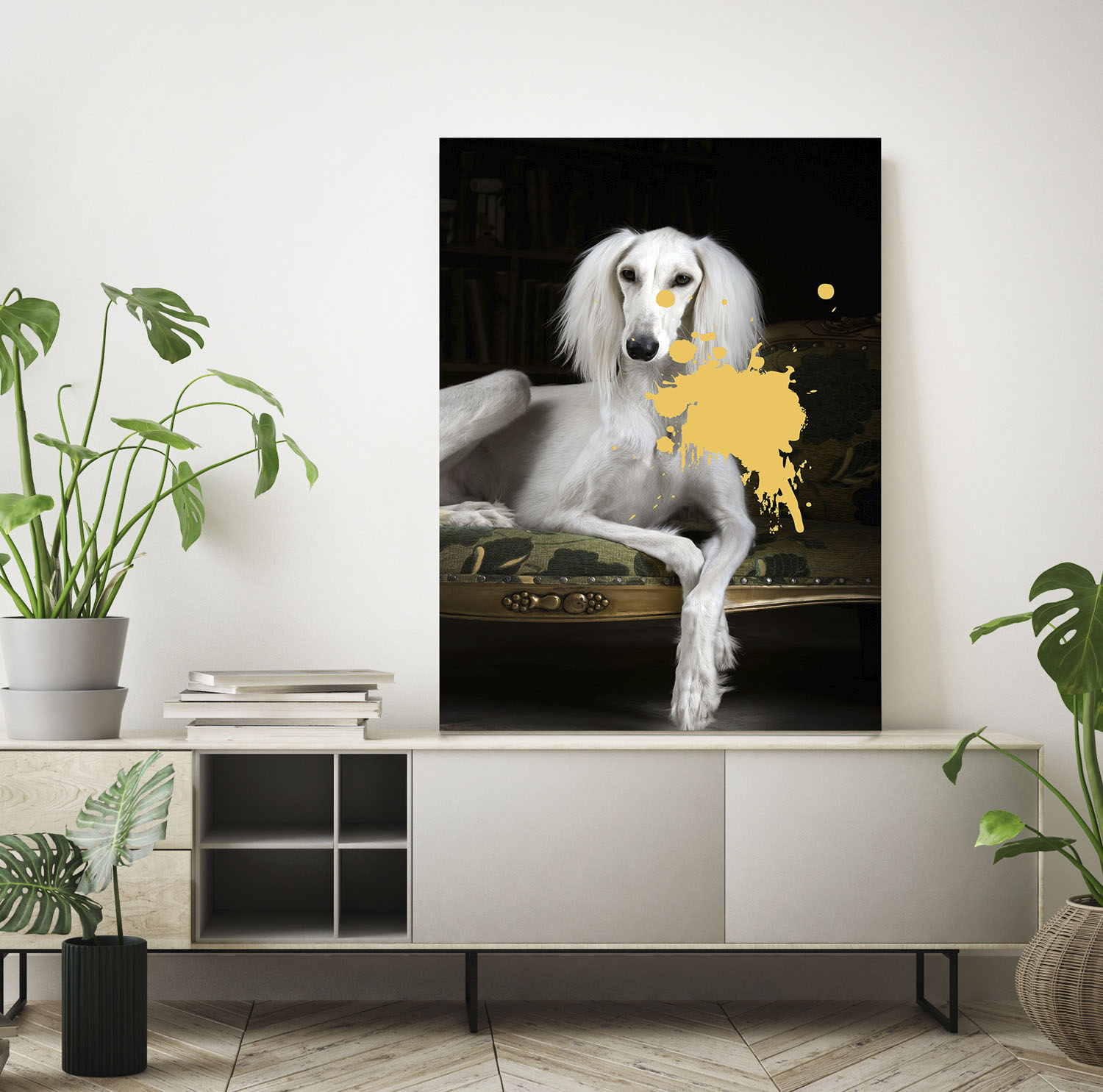 queence Acrylglasbild »Hund mit Farbklecks« Formen   Gemälde   Haustiere günstig online kaufen