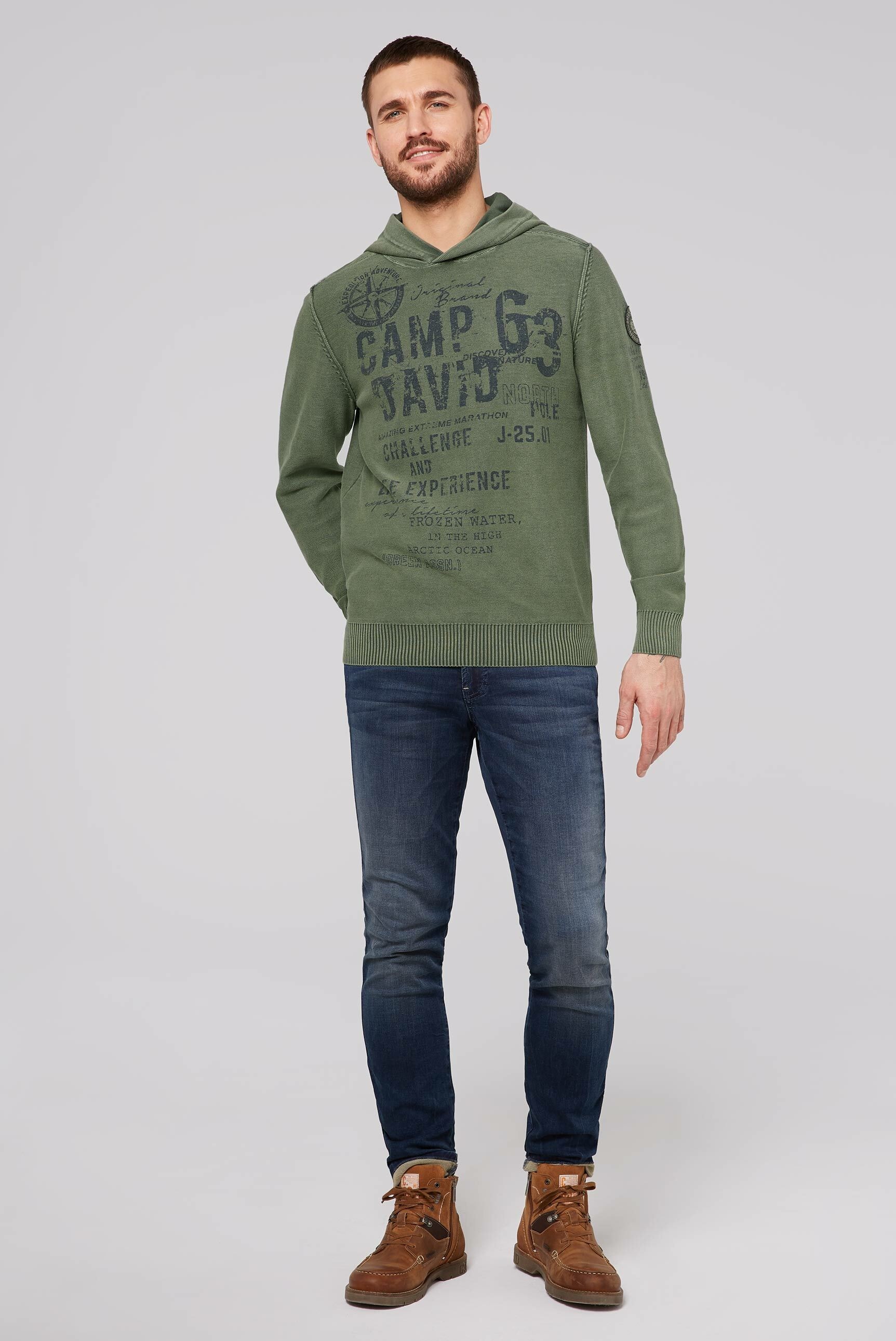 CAMP DAVID Kapuzenpullover, in Linksstrick