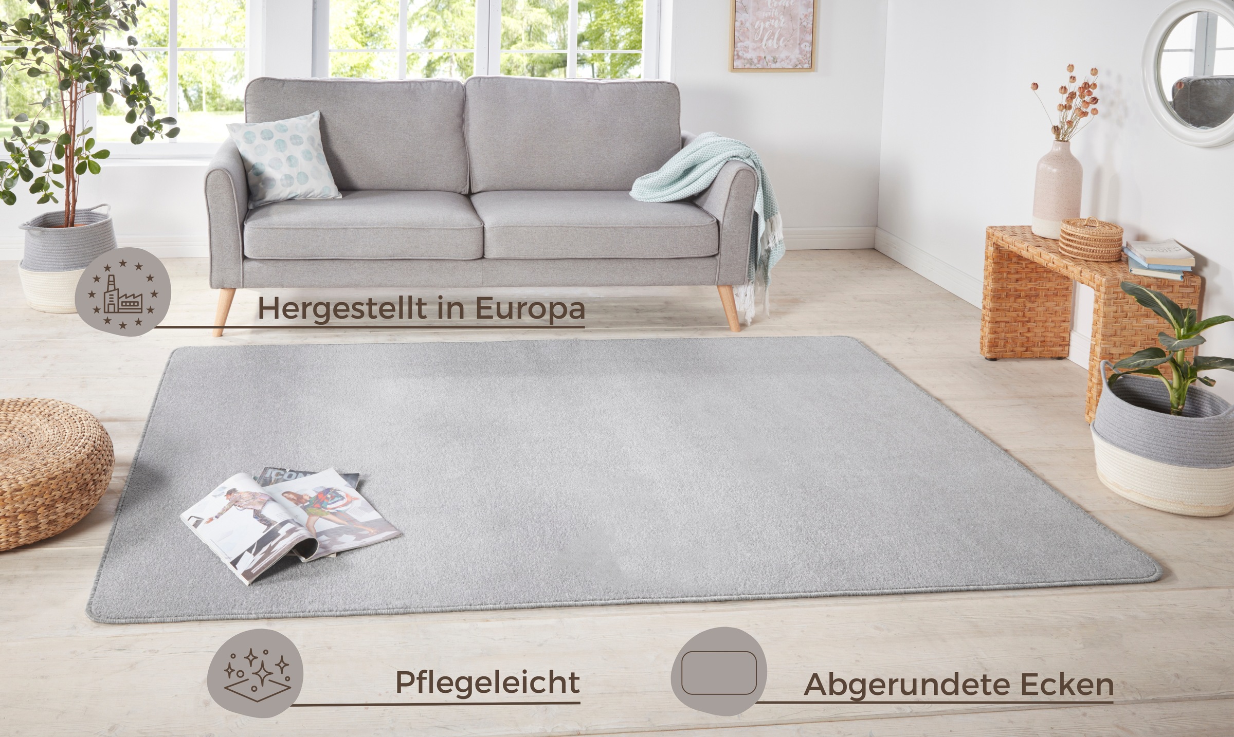 HANSE Home Teppich »Shashi«, rechteckig, 8,5 mm Höhe, Kurzflor, Unifarben, günstig online kaufen