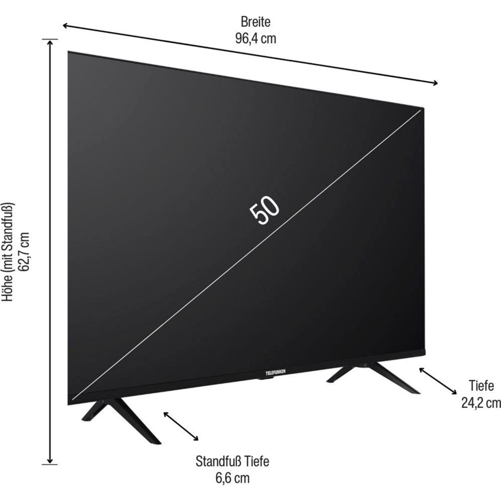 Telefunken QLED-Fernseher »D50Q660M2CW«, 126 cm/50 Zoll, 4K Ultra HD, Smart-TV
